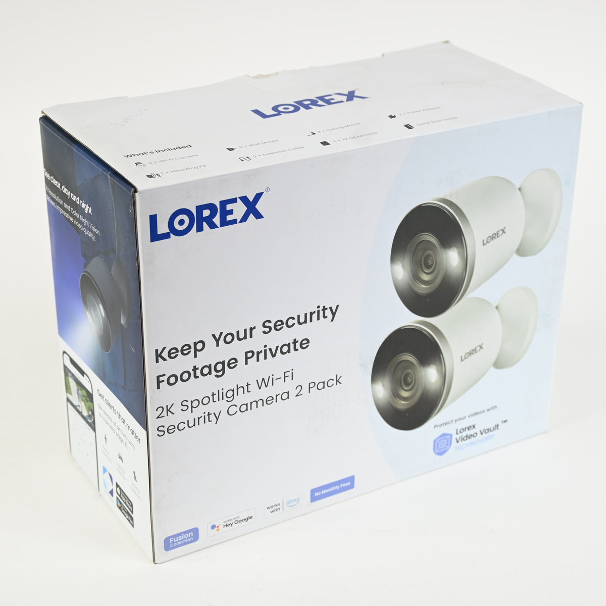 LOREX 2-Pack 2K Spotlight Security Camera BW482CAD-E-2PK - Open Box
