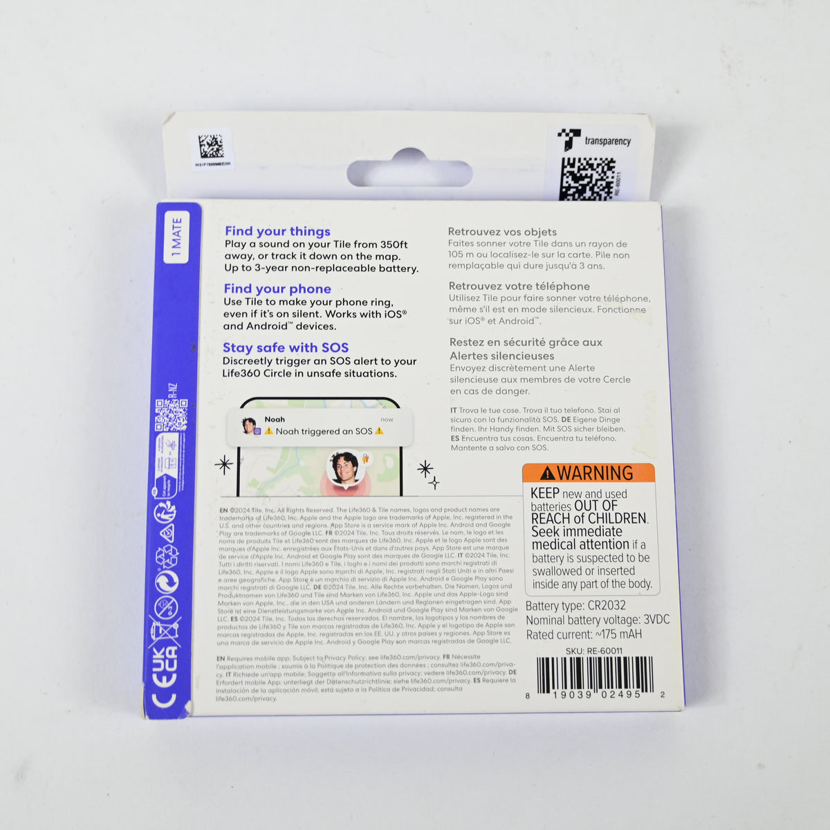 Tile Mate Bluetooth Tracker, Wireless Item Locator, iOS and Android - Black