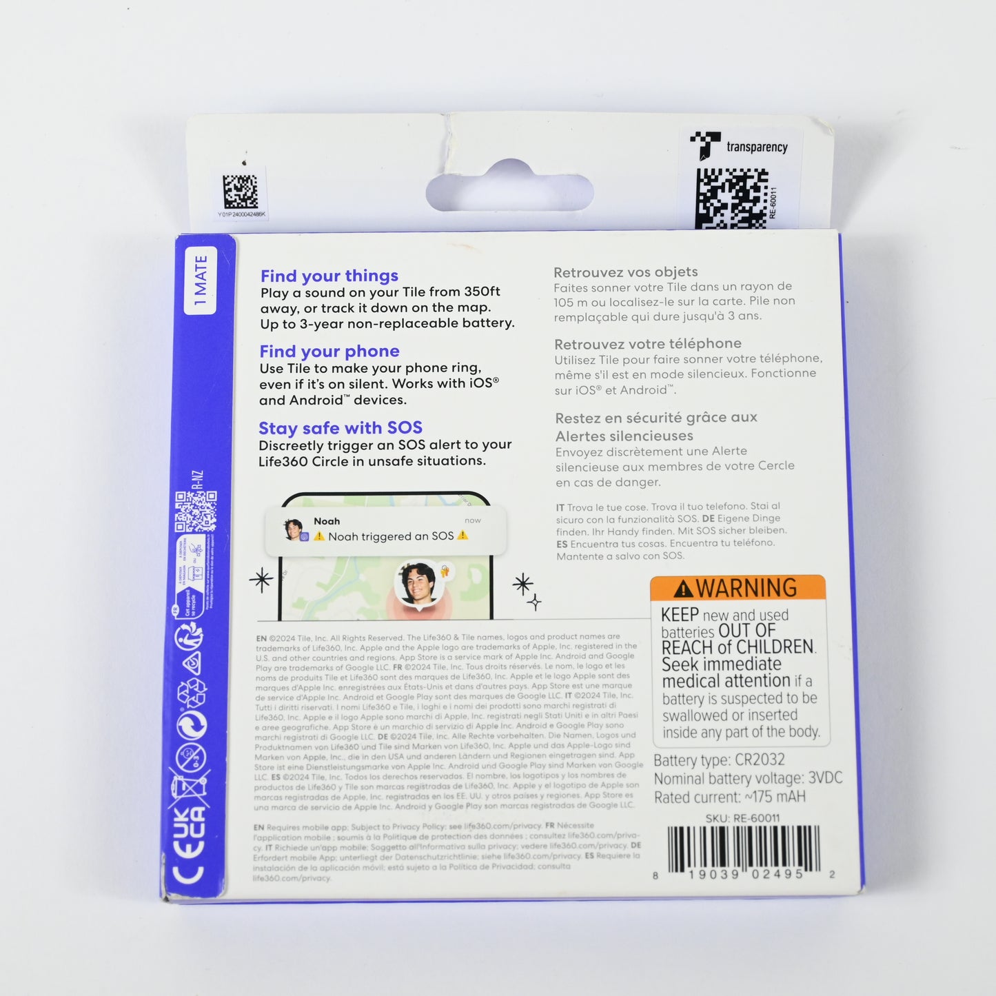 Tile Mate Bluetooth Tracker, Wireless Item Locator, iOS and Android - Black