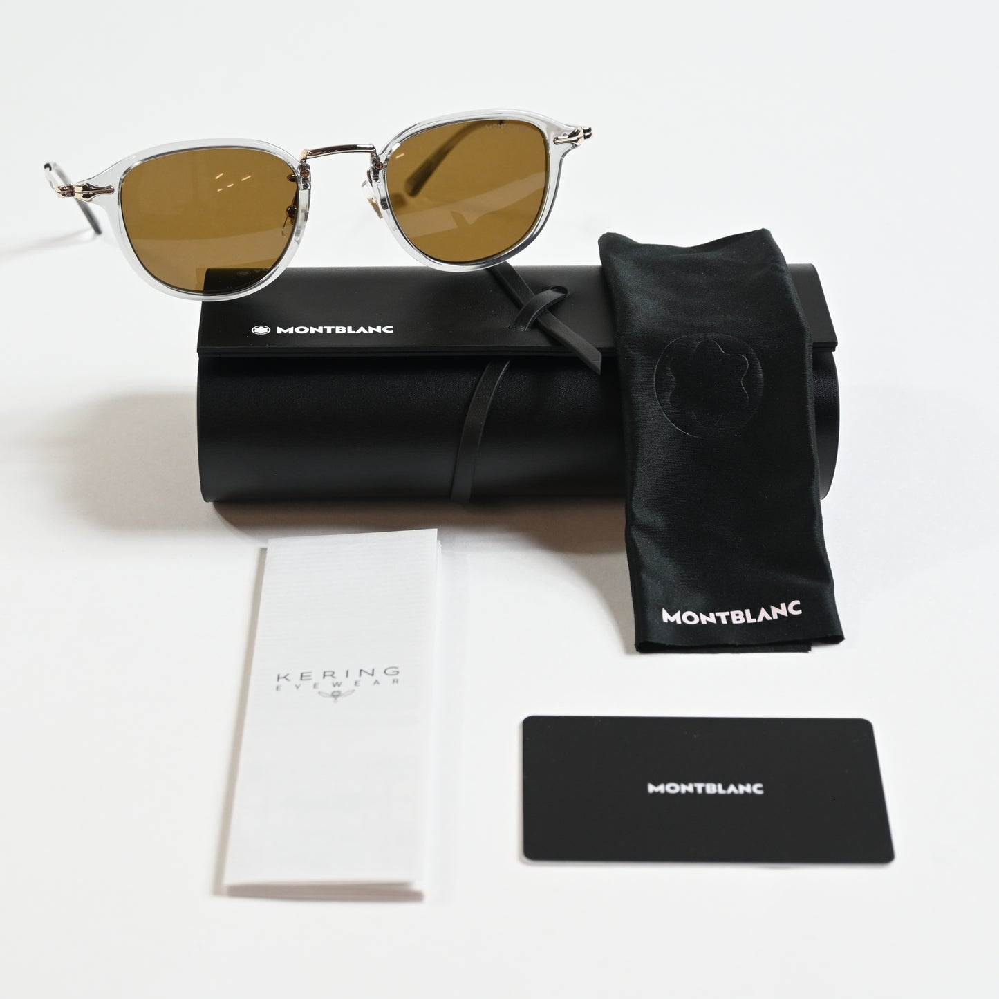 Montblanc MB0336S 001 Mens Authentic Sunglasses Gray/Gold/Bronze 48mm - New