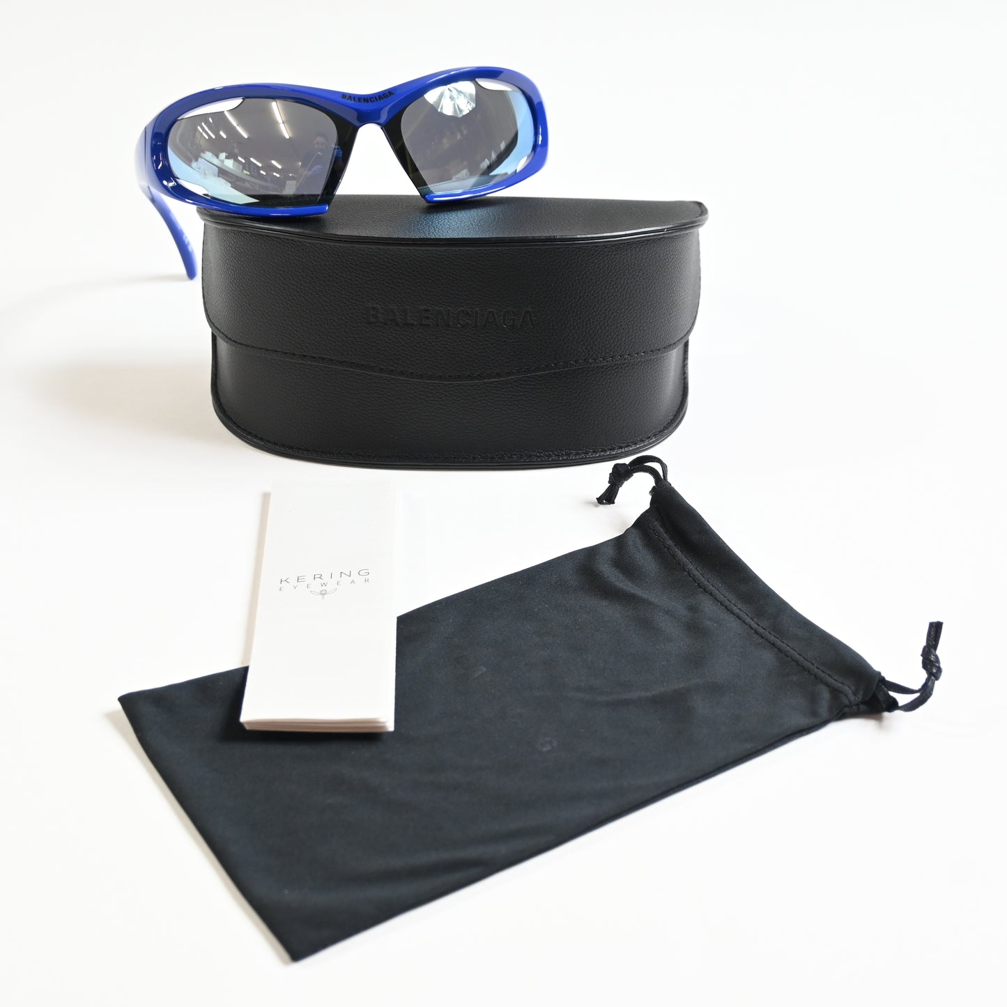 Balenciaga BB0318S 002 Unisex Authentic Sunglasses Clear Blue, 78mm - New