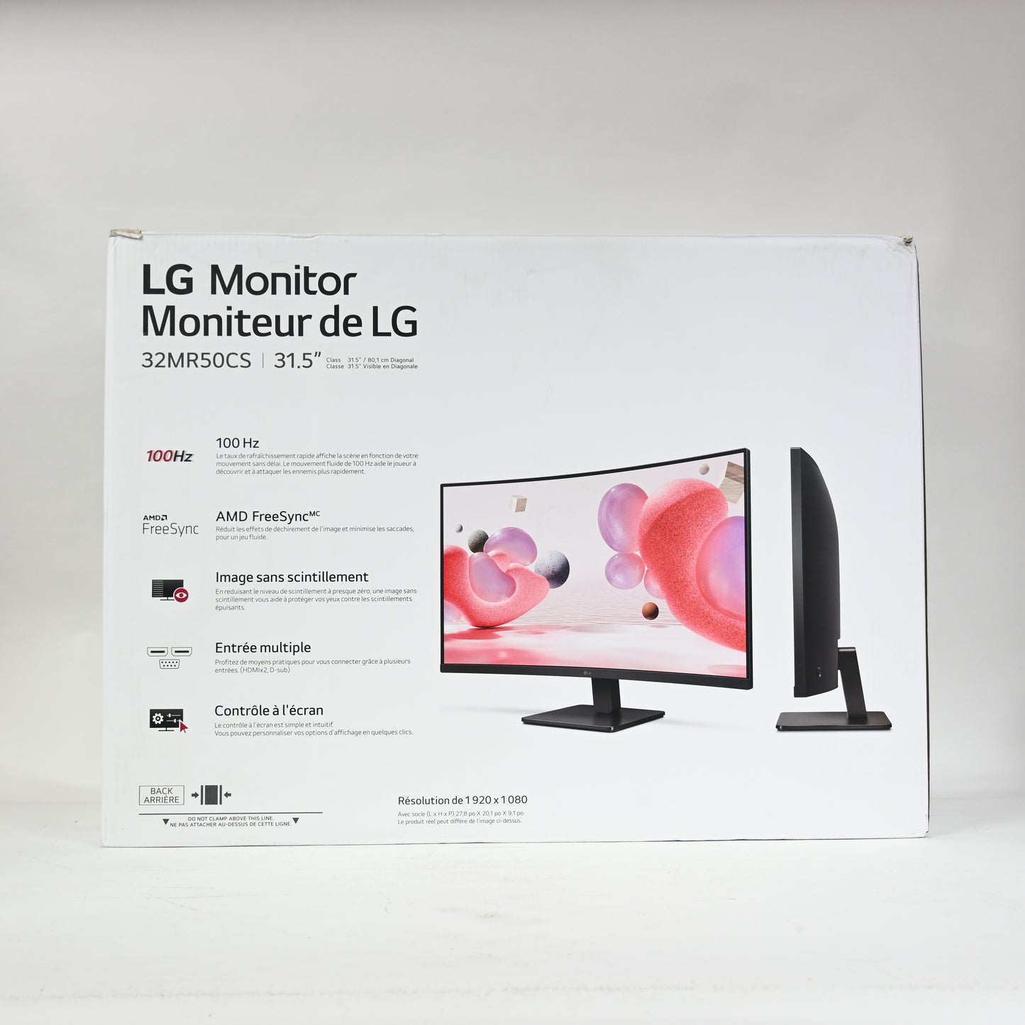 LG Curved Monitor 32" FHD 100Hz AMD FreeSync Stabilizer Tilt Stand - Black
