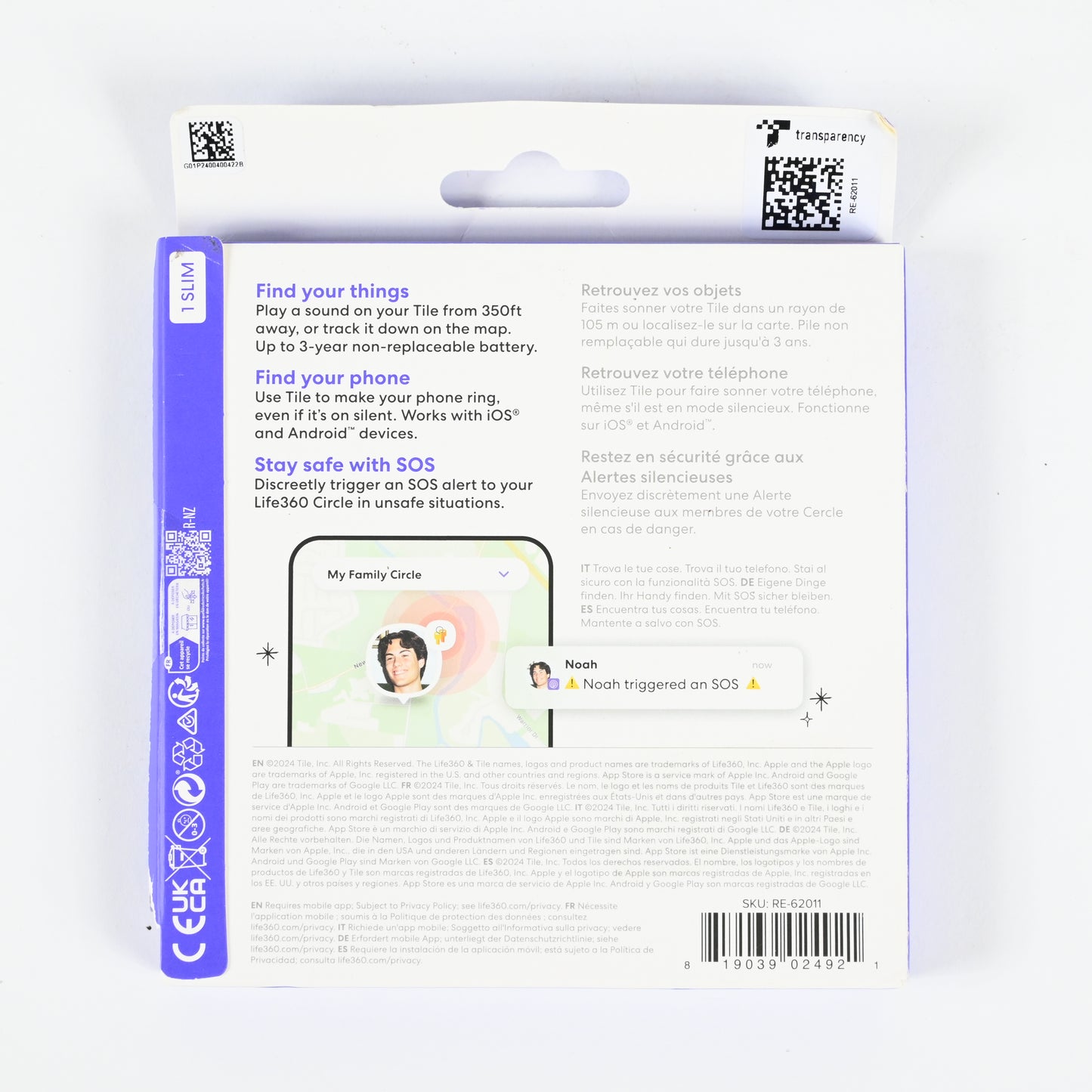 Tile Slim - Wireless Item Tracker, iOS and Android Compatible - Black