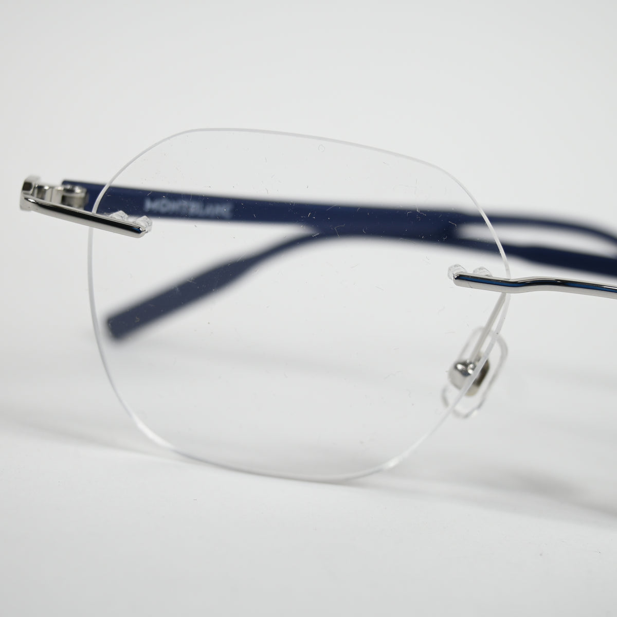 Montblanc MB0223O 004 Mens Authentic Eyeglasses Silver/Blue, 50mm - New