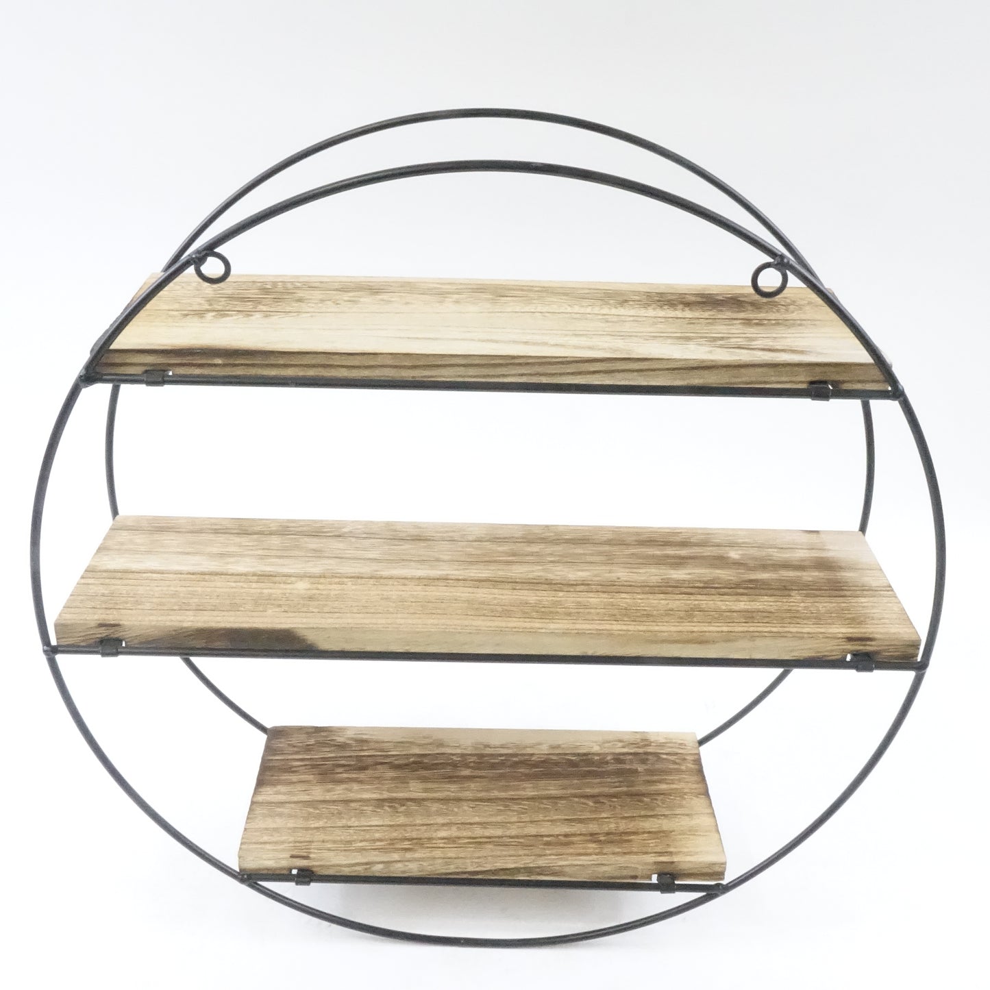 TFER Round Floating Shelve Wall Mounted Metal Bracket and Reclaimed Natural Wood