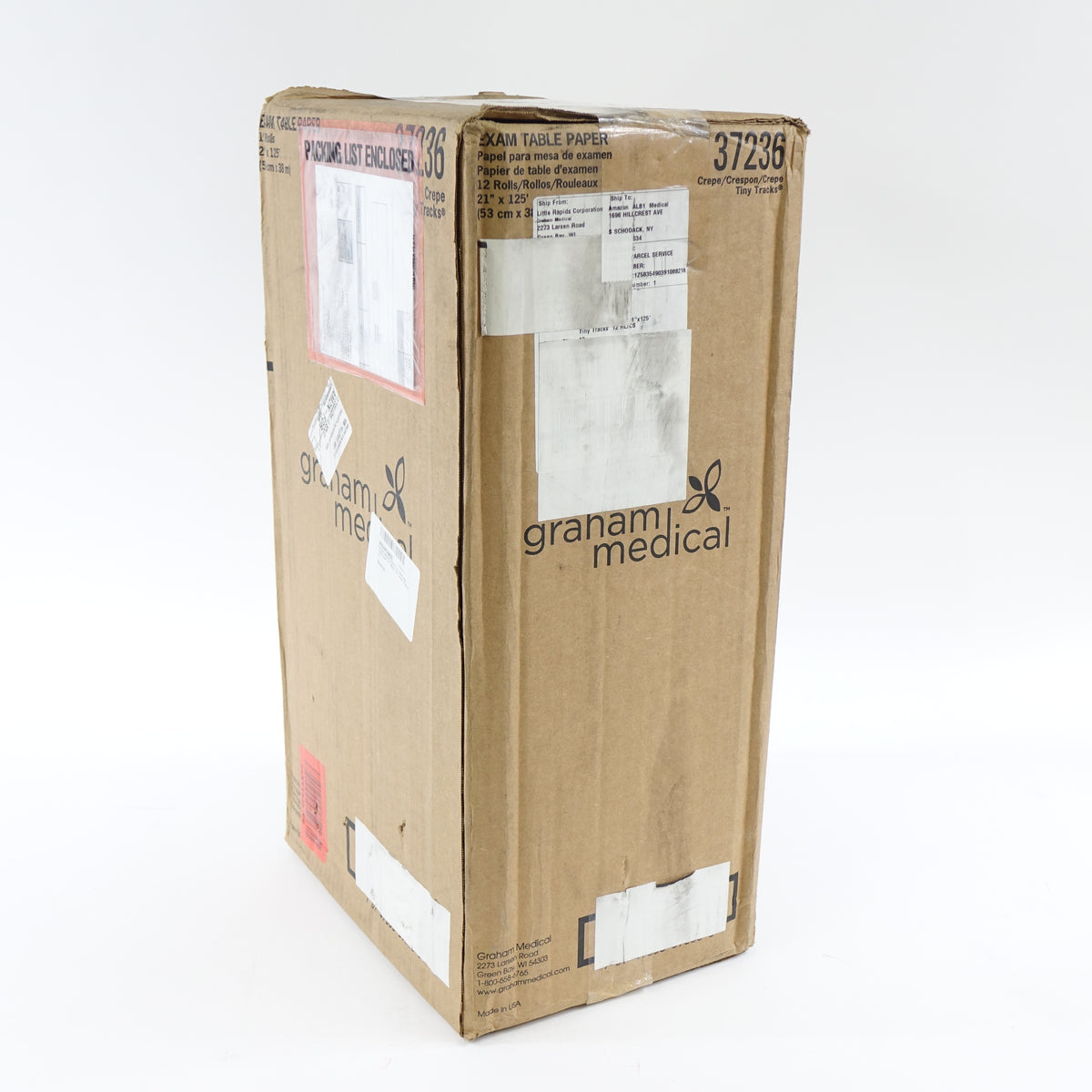 Graham Medical 37236 Tiny Tracks Crepe Table Paper, 21" W x 125' L (Pack of 12)