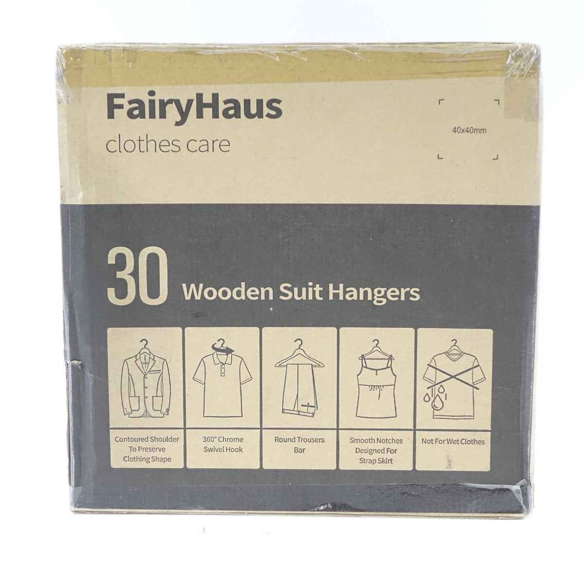 FairyHaus Wood Hangers 30 Pack, Smooth Finish Wooden Coat Hangers Walnut Wood