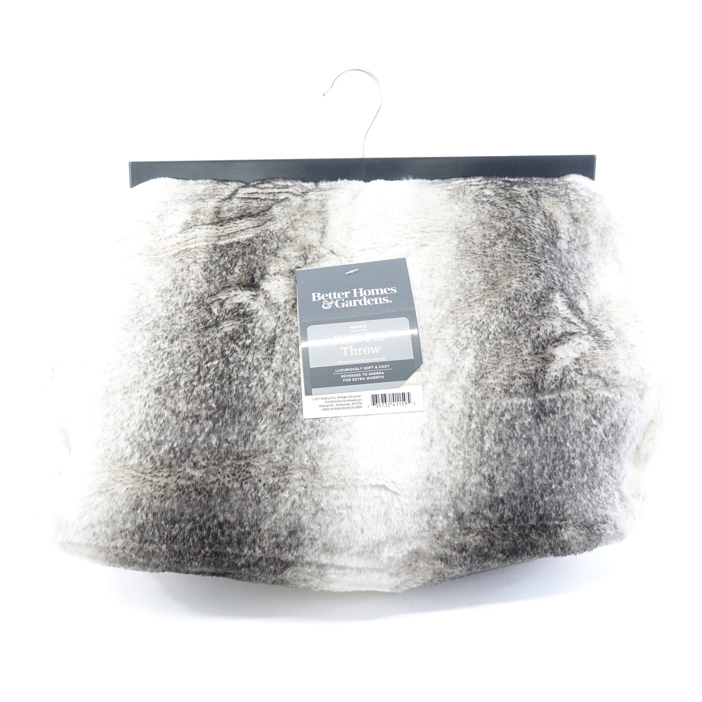 Better Home & Garden Cozy Faux Fur Throw (Brown Wolf, 50in X 60in)