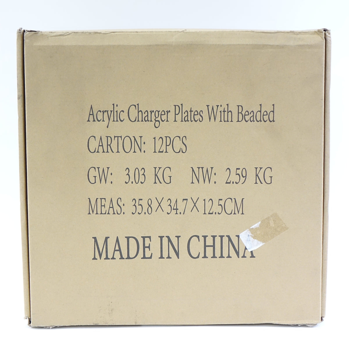 Maiangel Acrylic Gold Beaded Clear Charger Plates 13"-Set of 12 - Open Box