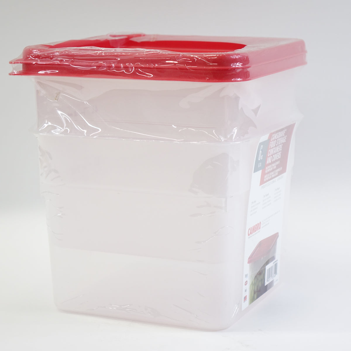Cambro 6 Quart Translucent Square Food Storage Containers and Covers, 2 pack