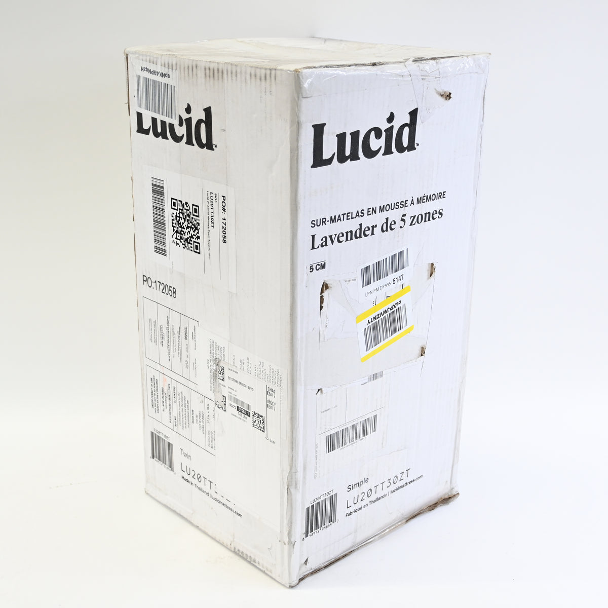 Lucid Lavender Infused 2 Inch Memory Foam Mattress Topper - Twin Size