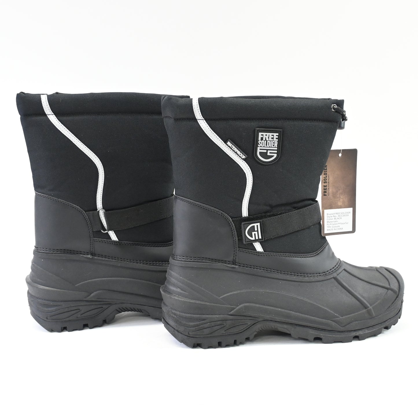 FREE SOLDIER Snow Boots Insulated Waterproof Hiking Winter Nonslip (Black,12)