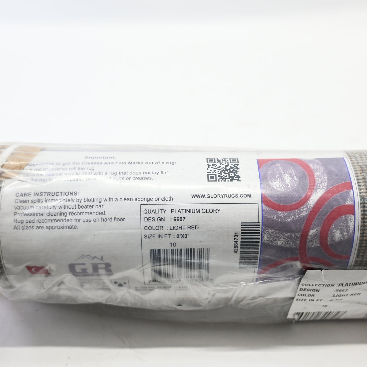 GLORY RUGS Area Rug 2x3 Light Red Door Mat Modern Circles Soft Contemporary
