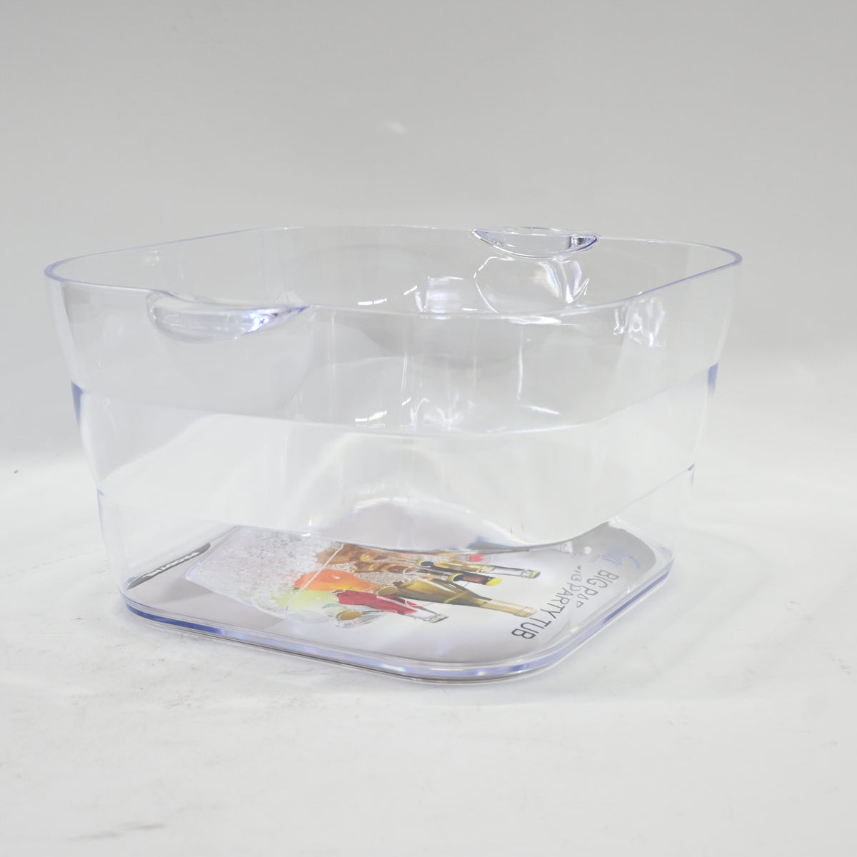 Prodyne Big Square Party Beverage Tub, Clear- 14"L x 9.5"W x 8"H