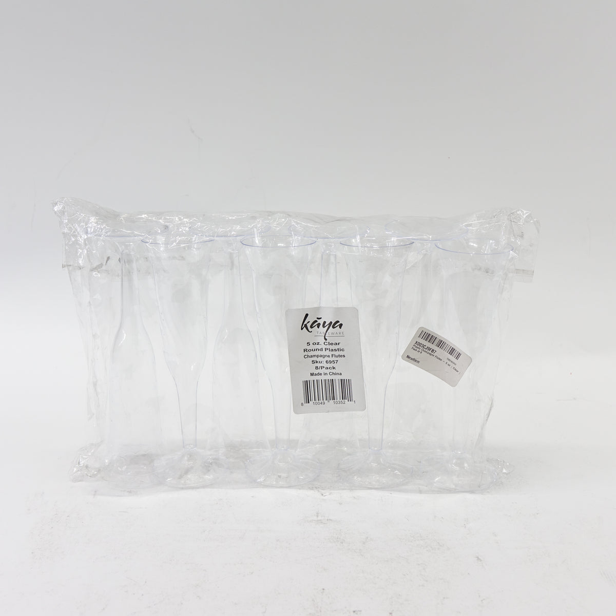 Kaya Elegant Clear Plastic Champagne Flutes - 5 oz. (Pack of 8)