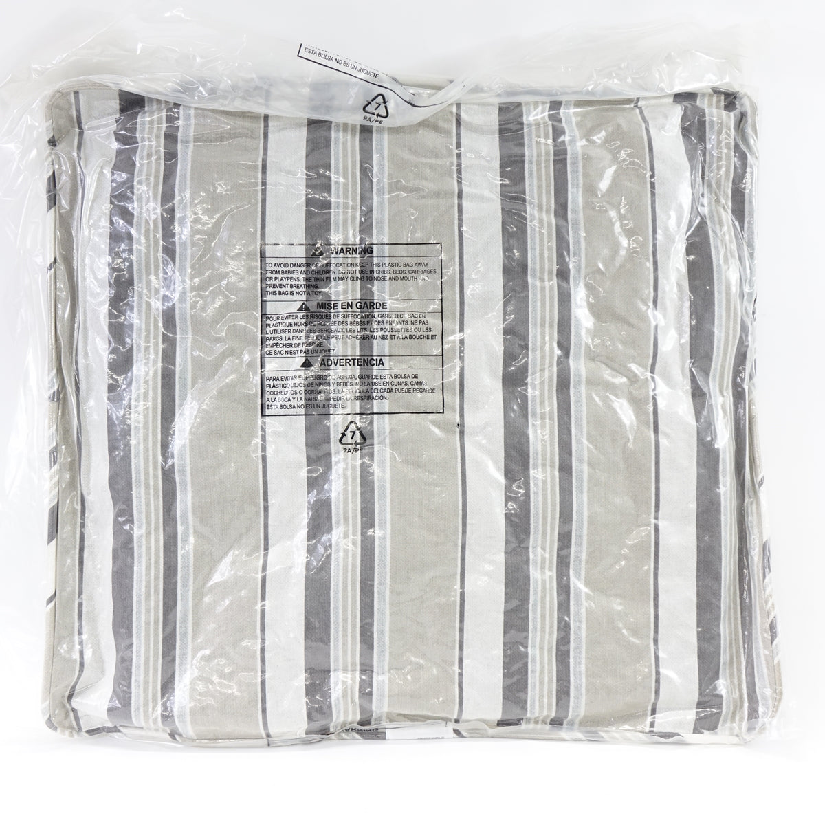 Outdoor Cushion Set, 24 x 24, Bottom and Back Cushion, Taupe Grey Linen Stripe