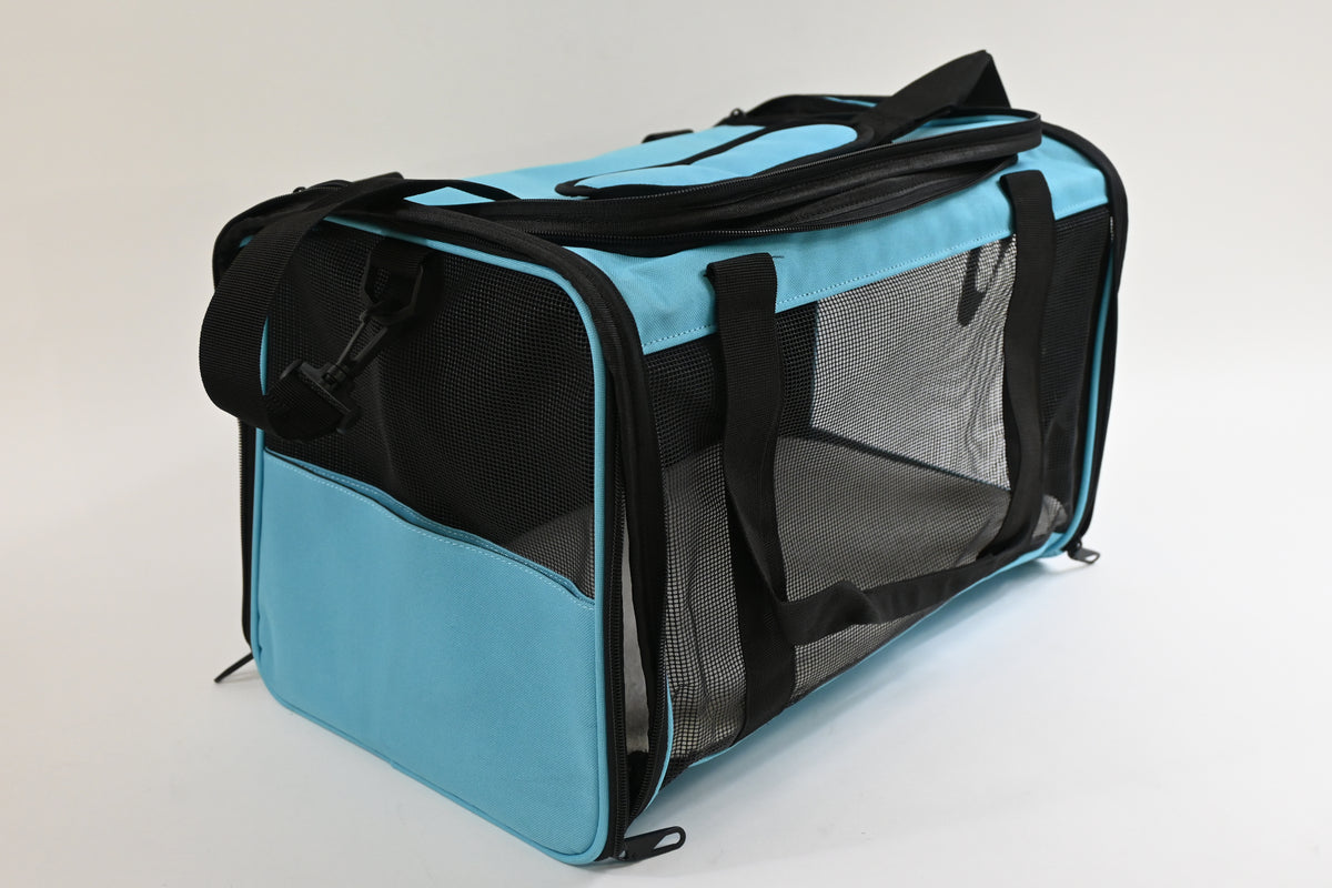 Cat Carrier TSA Approved with Locking Zipper and Fleece Pad Medium, Blue