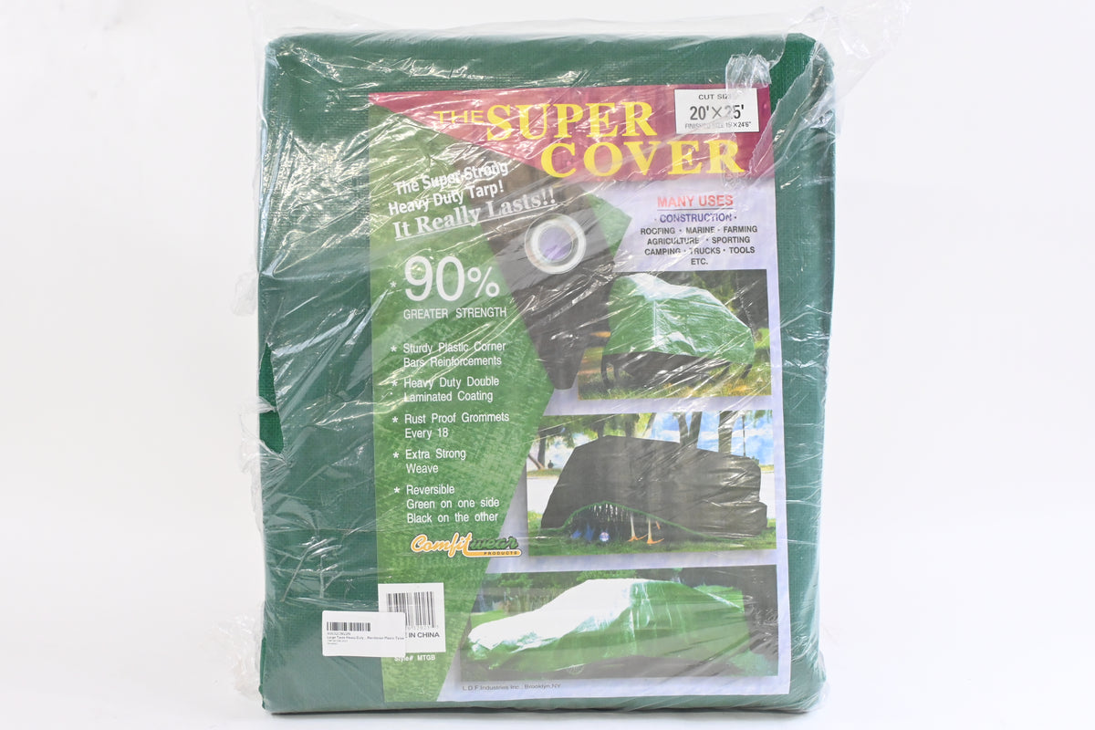 Hygrade Kotap TGS-2025 Heavy Duty 20' x 25' Reversible Green/Silver 8-mil Poly Tarp