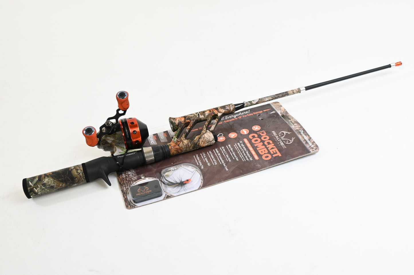 ProFISHiency Tangle-Free Pocket Combo Telescoping Fishing Pole Red (Camo Green)