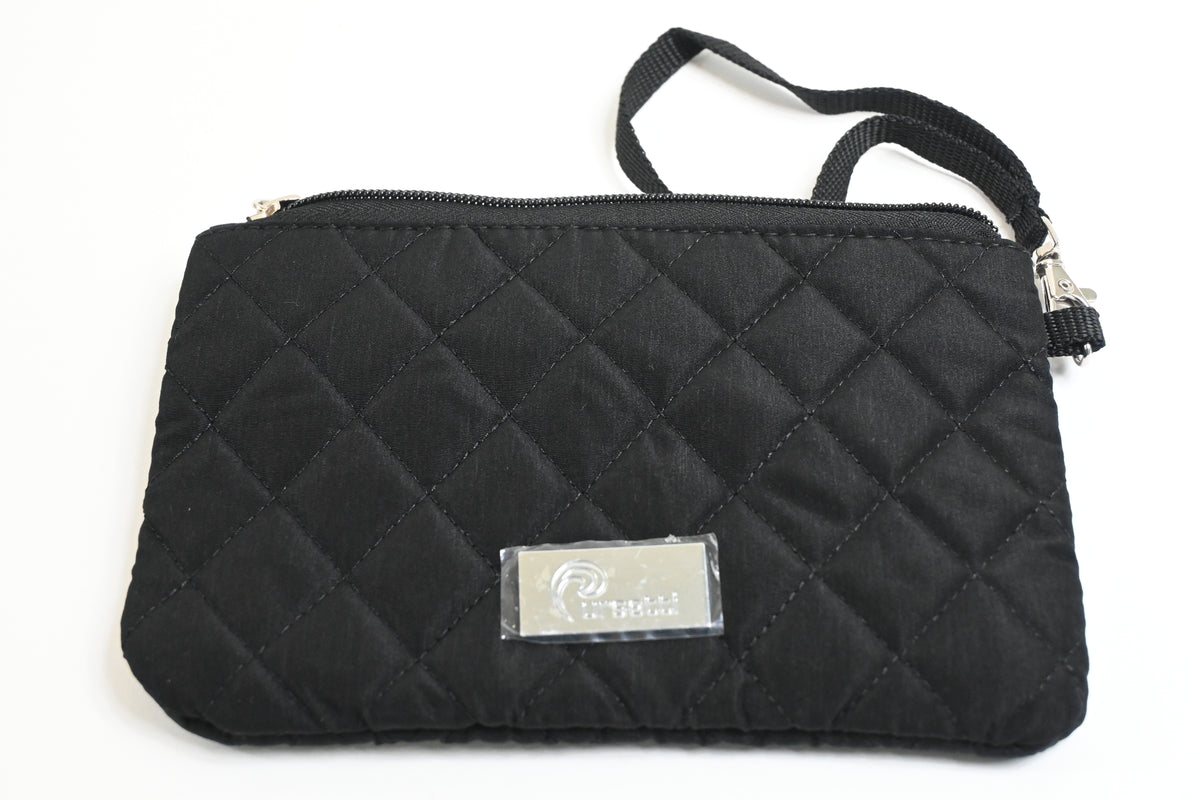 Pursetti Quilted Weekender Bag for Women with Wristlet, Computer Pocket, Black