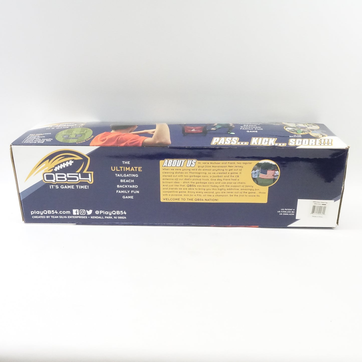 QB54 Outdoor Football Set Toss & Kick Game Built 2 Folding Chairs Navy - New
