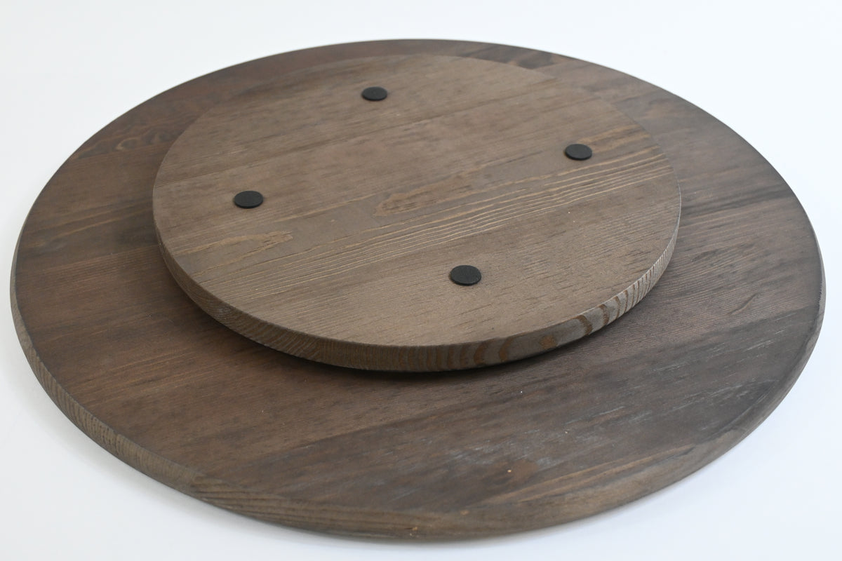 Wooden Lazy Susan Kitchen Turntable with Handles, 18"