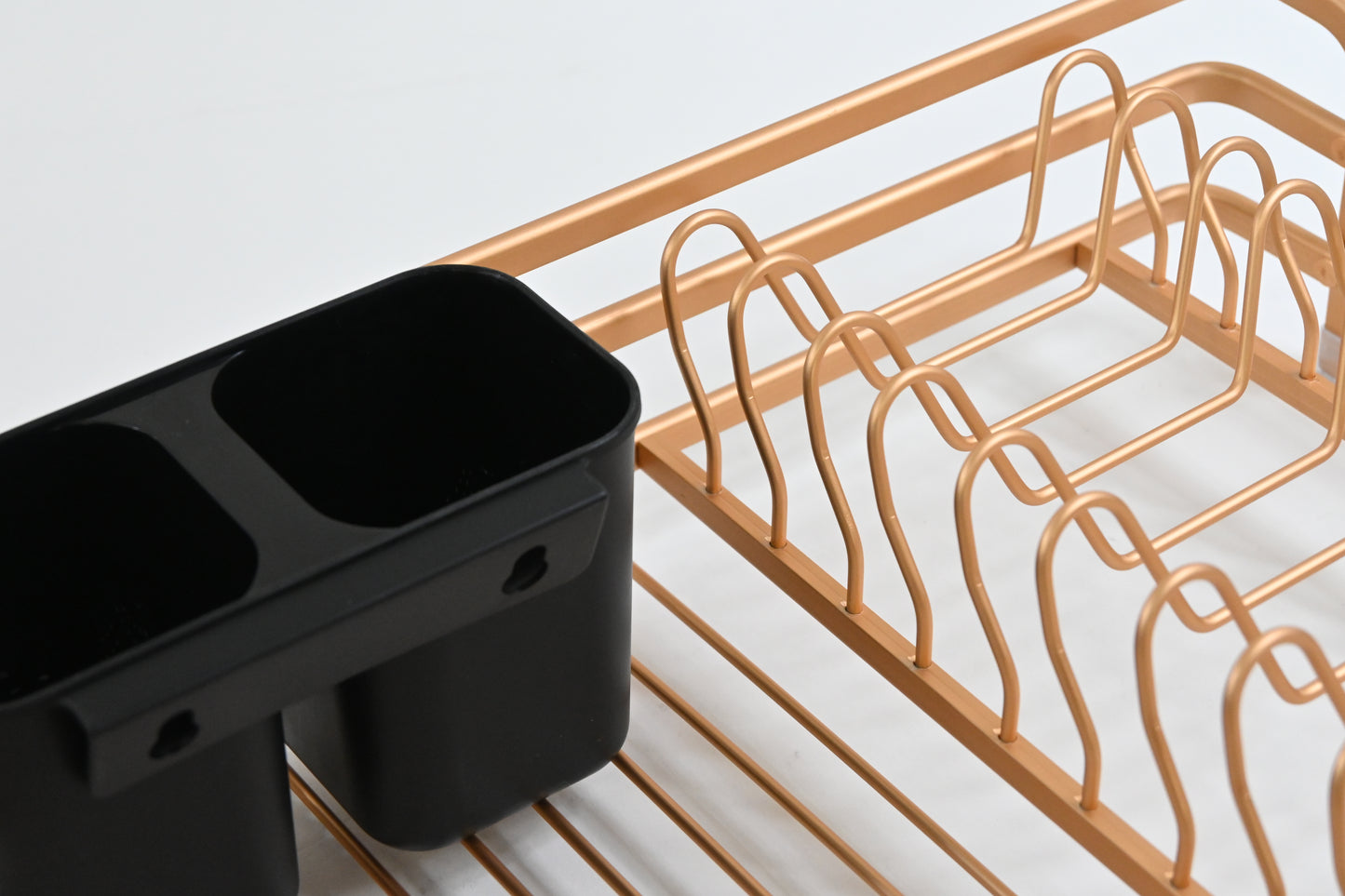 Dish Drying Racks with Utensil Holder, Aluminum Rustproof Rack, Champagne gold