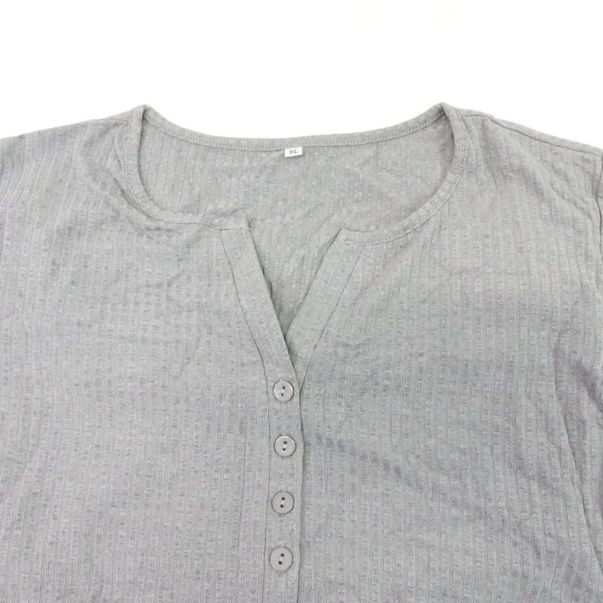 Tobrief Women's Chiffon Top Casual Long Sleeve Round Neck Grey -XL