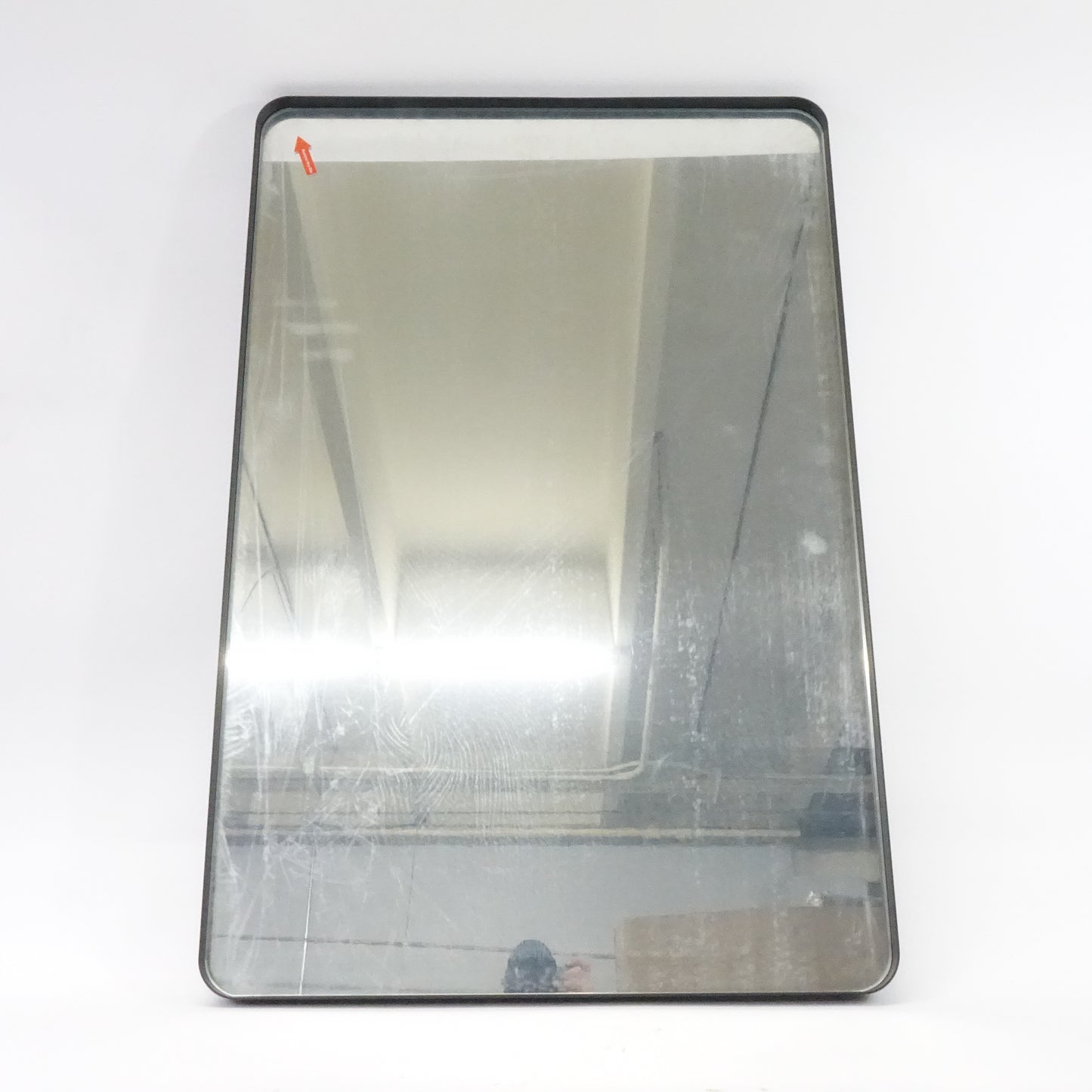 ODDSAN 24 x 36 Matte Black Rectangle Bathroom Mirror Wall, Rounded - Open Box