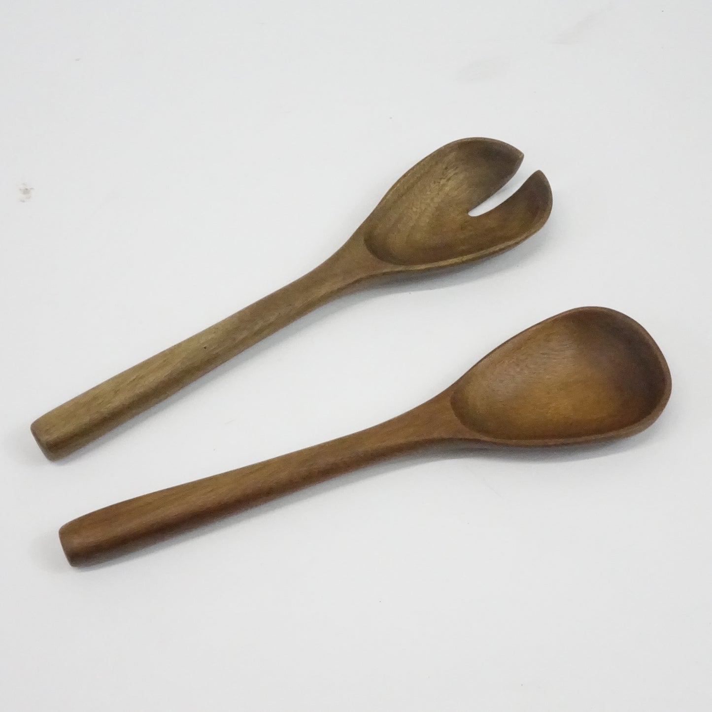 Acacia Walnut Wood Salad Bowl Set, 12"W X 4.3" H Large with Fork and Spoon