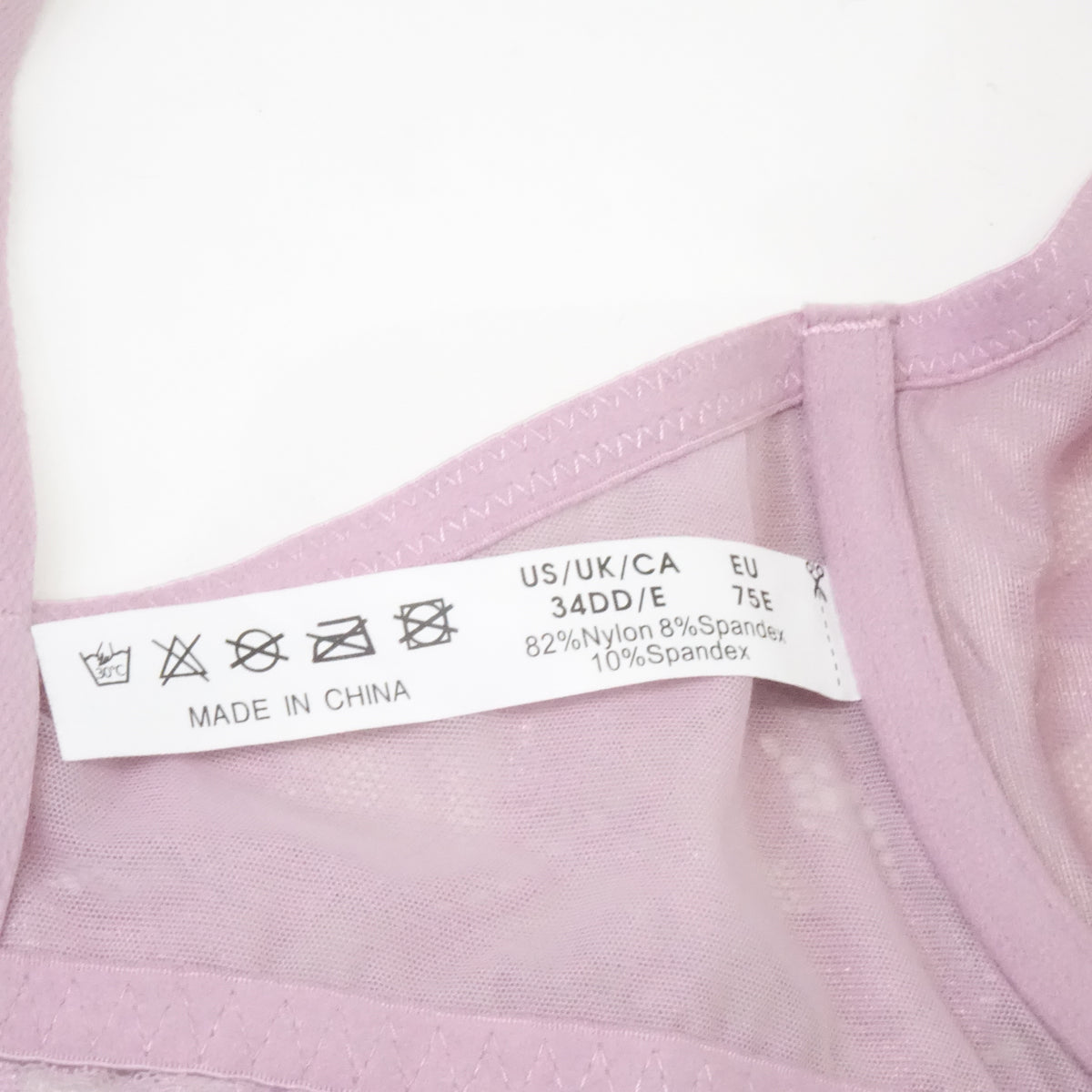 Wingslove Lace Bra Sheer Bra Non Padded Underwired Unlined (Light Purple, 34DD)