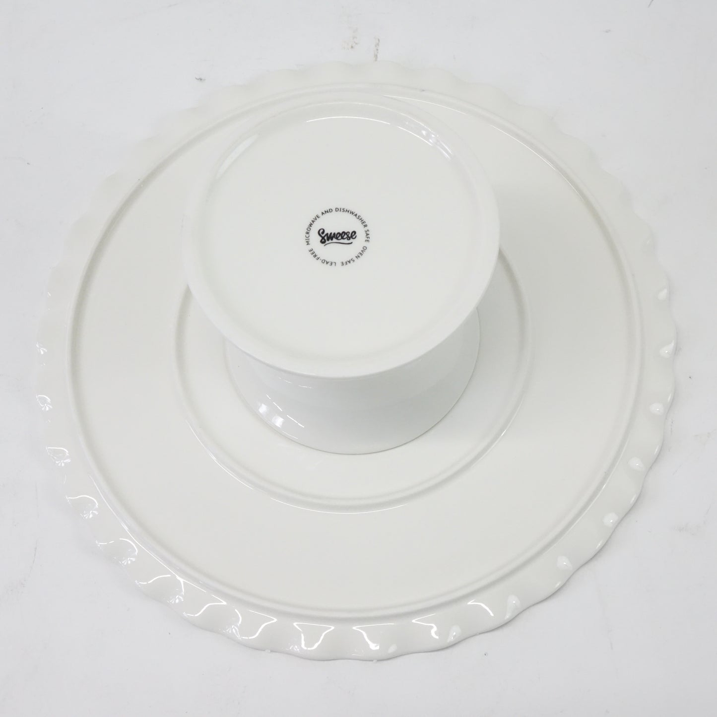 Sweese 710.101 11-Inch Porcelain Cake Stand, Round Dessert Stand, Cupcake Stand for Birthday Parties, Weddings, Baby Shower and Other Events, White