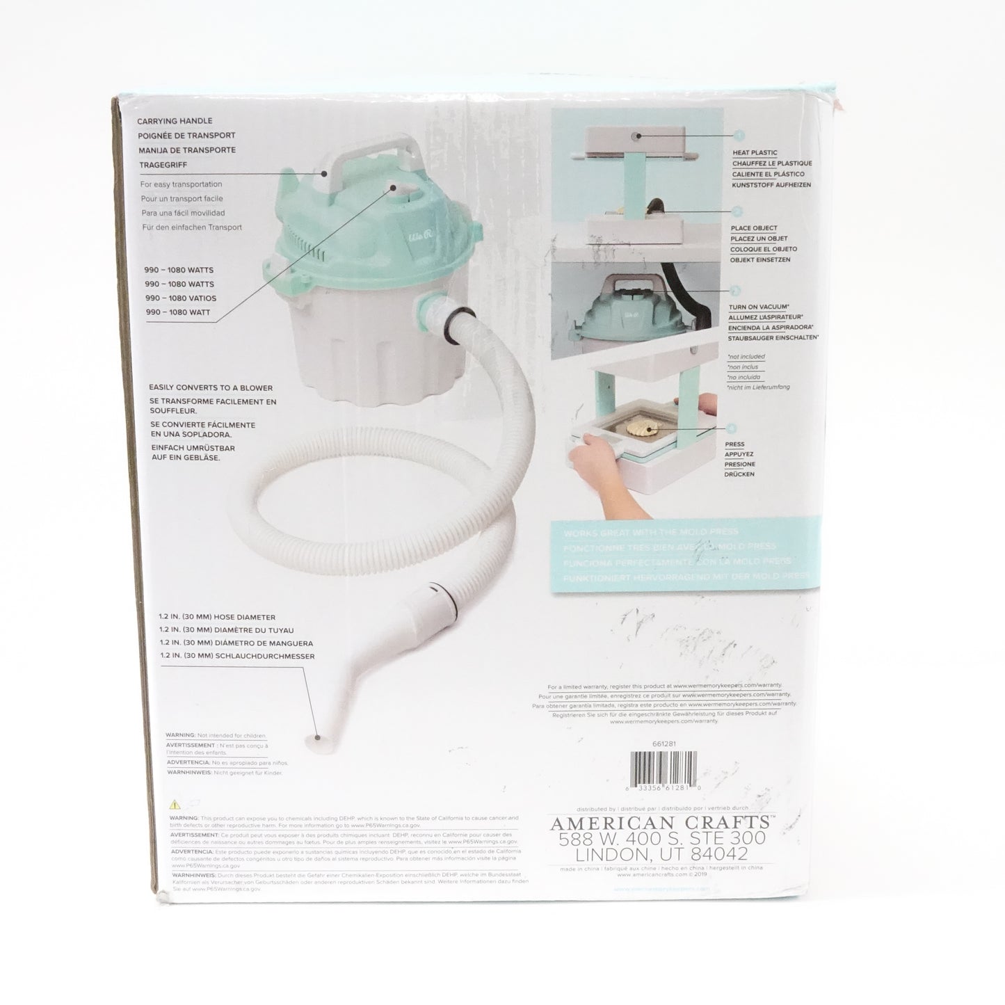 We R Memory Keepers Mold Press Wet/Dry Vacuum-White/Mint (Aspiradora) 661281