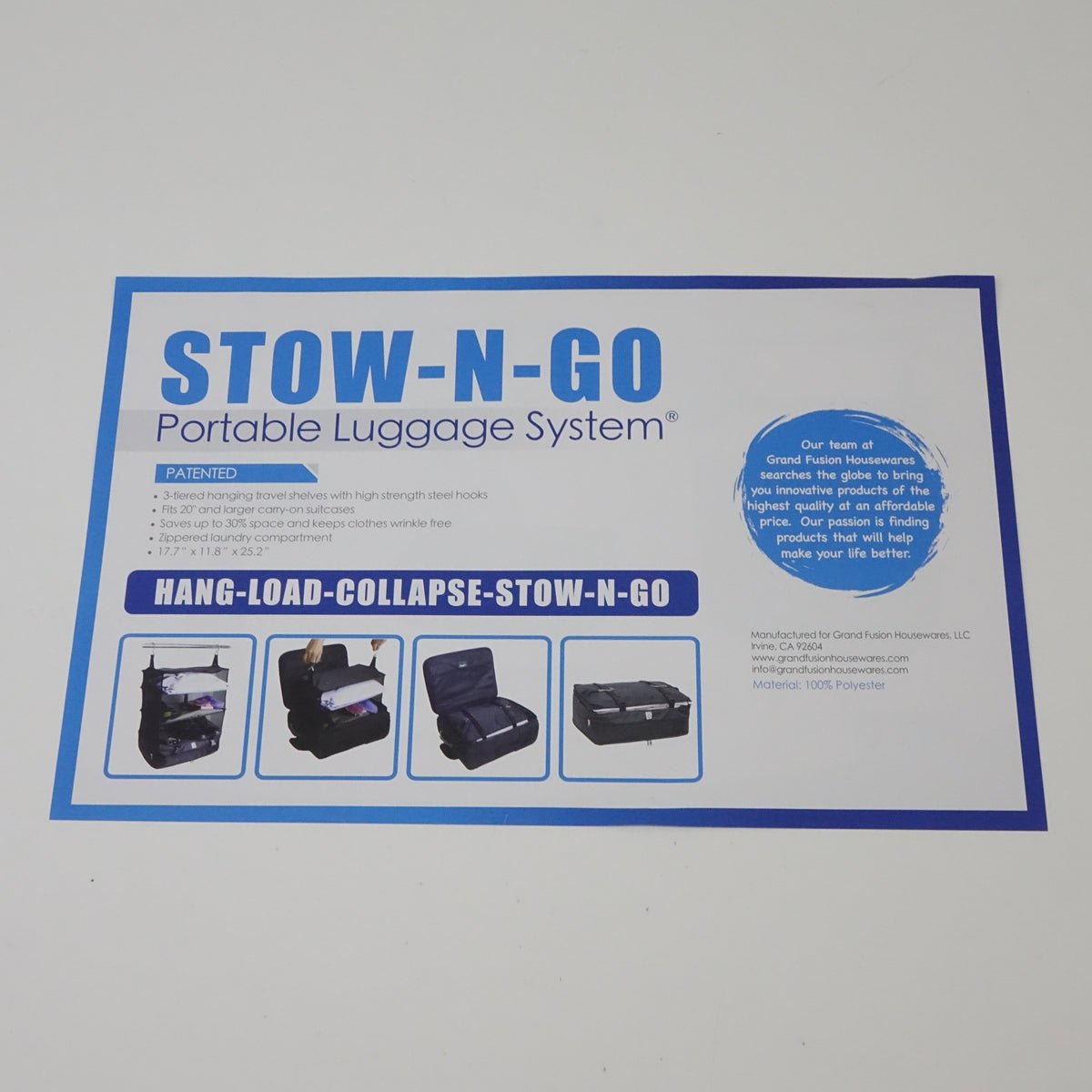 Stow-N-Go Portable Luggage System - Large - Black- M278364