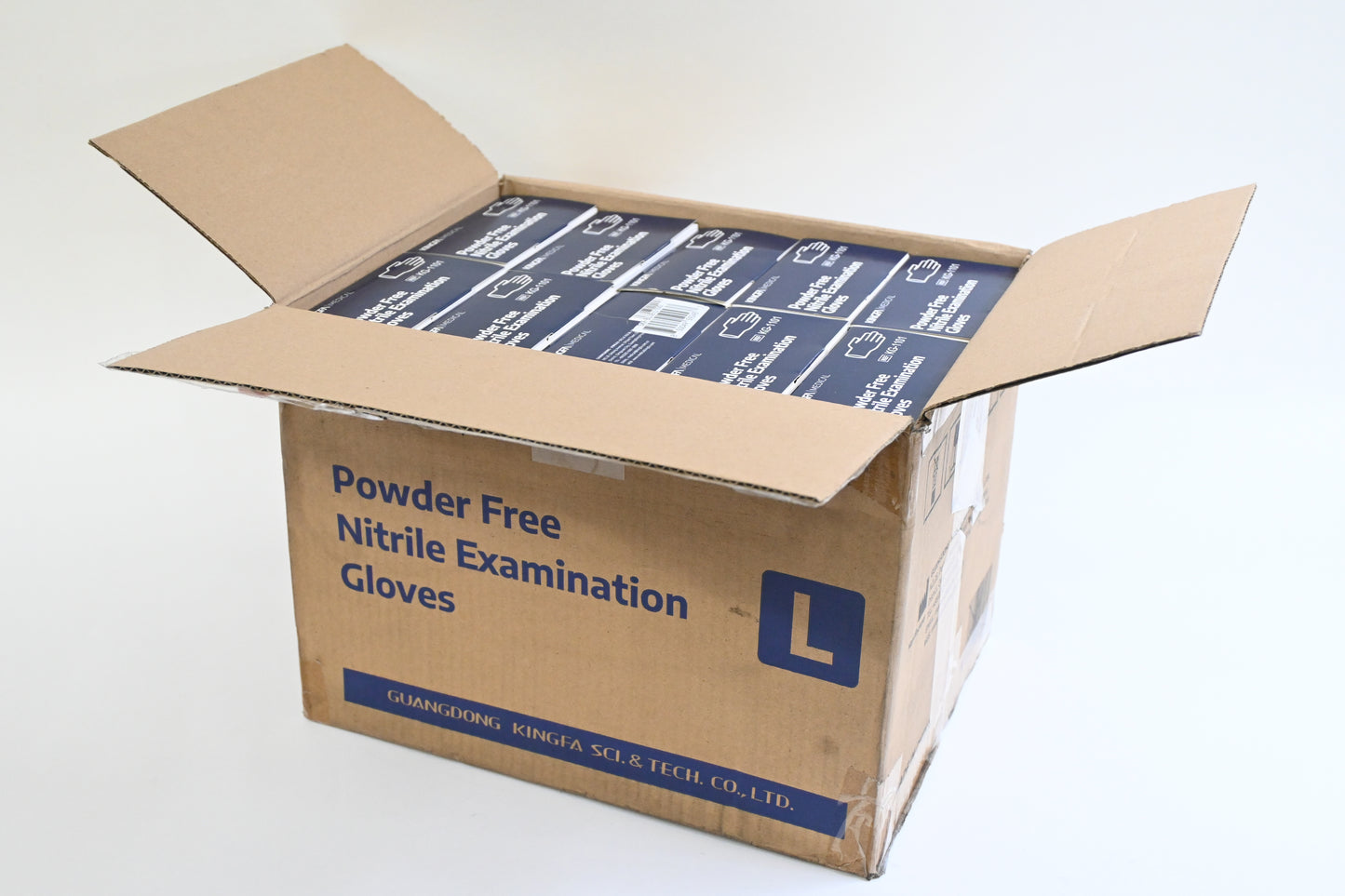 KINGFA Nitrile Medical Exam Gloves - Case of 1,000 - 10 Boxes of 100, Large,Blue