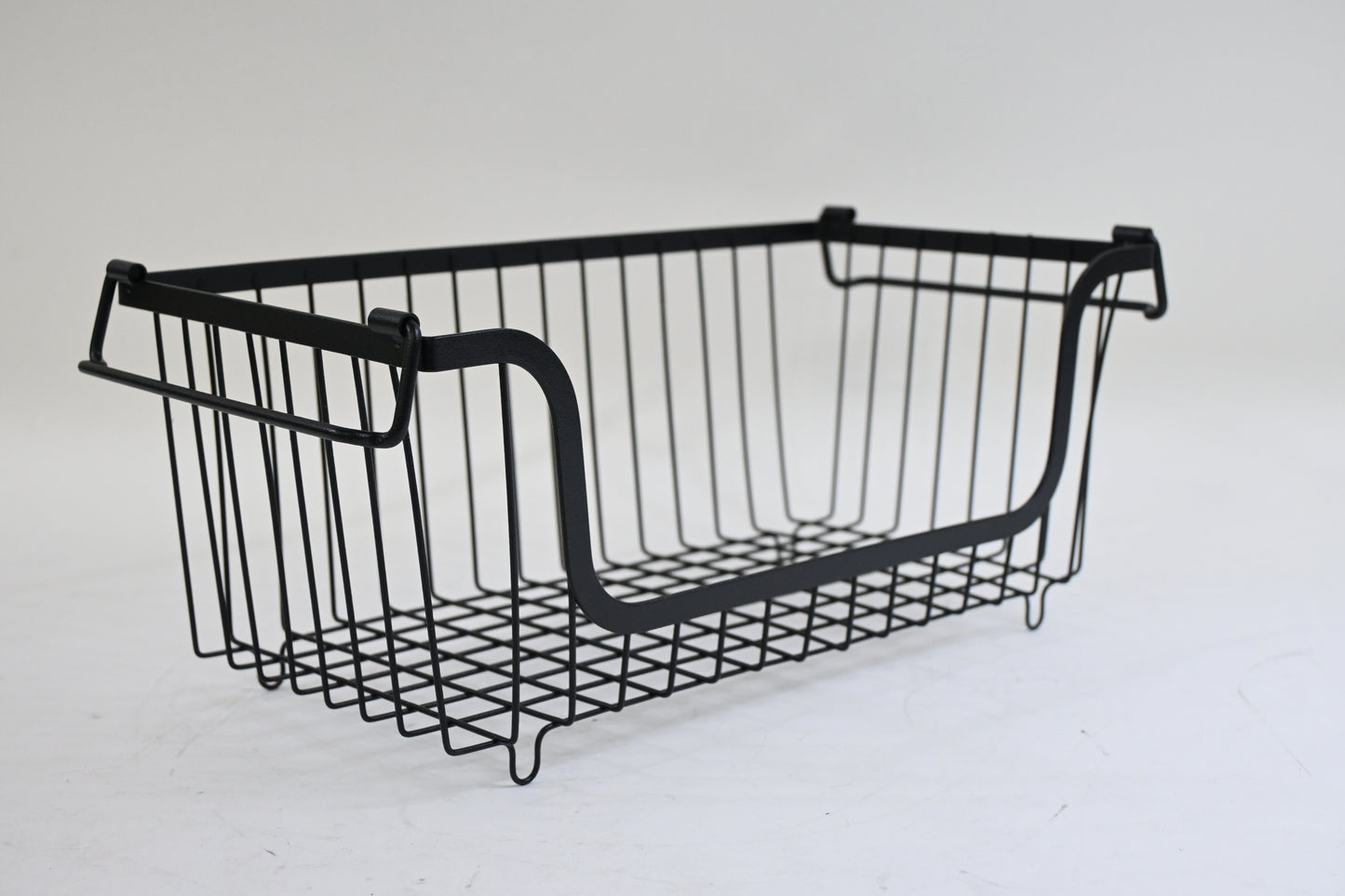 4 Pack Stackable Wire Pantry Baskets with Handles, Black - Open Box