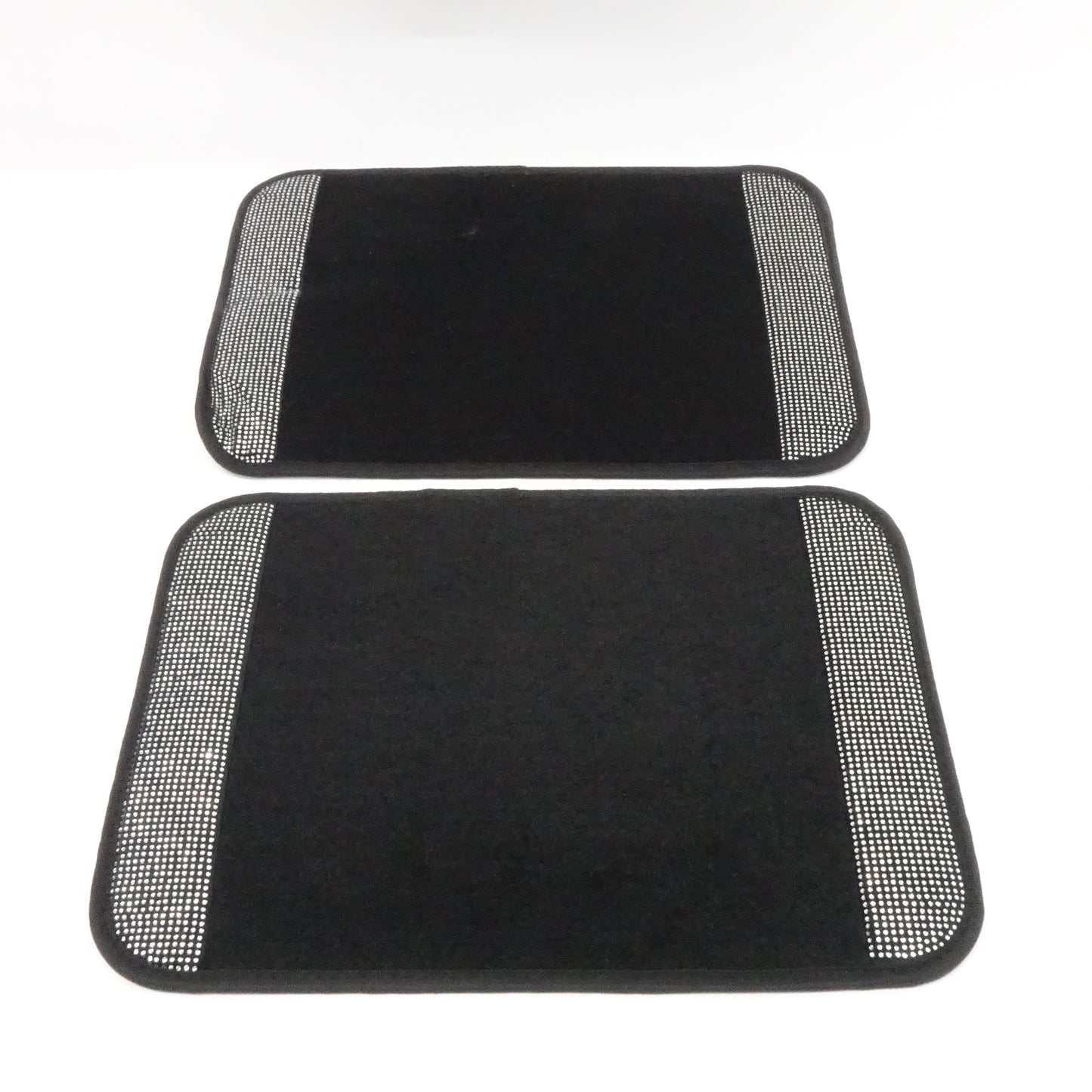 Diamond Car Floor Mats with Anti-Slip Heel Pad Universal Fit 4pcs Black Sliver