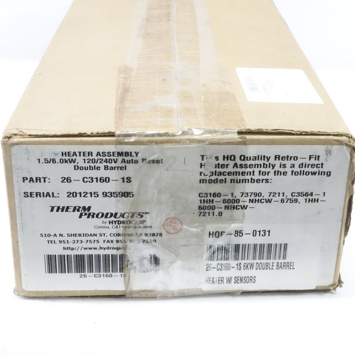 Heater Assembly 6KW 120/240V Auto Reset Double C3160-1S 73790 PDR - Open Box