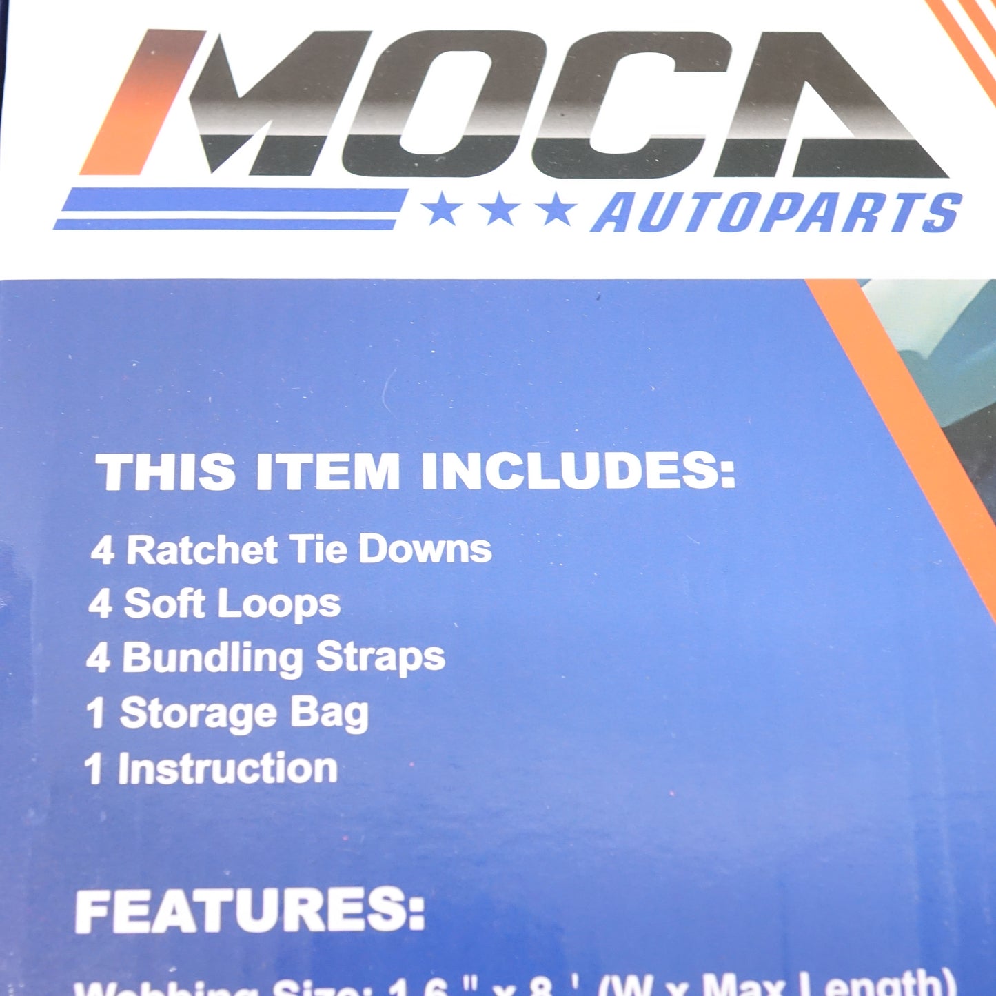 MOCA Heavy Duty Ratchet Tie Down Straps 5200 lb 1.6"x8' 4 Pack Black - New