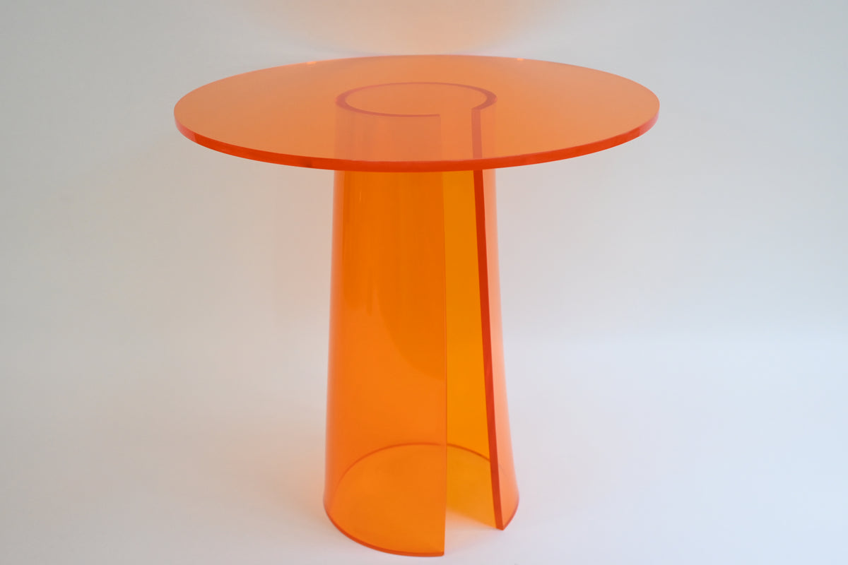 ACRYLCASE Orange Color Acrylic Accent Side Round Night Stand Table Furniture Modern Design New Simple Unique Small Table(15x15x15''H)