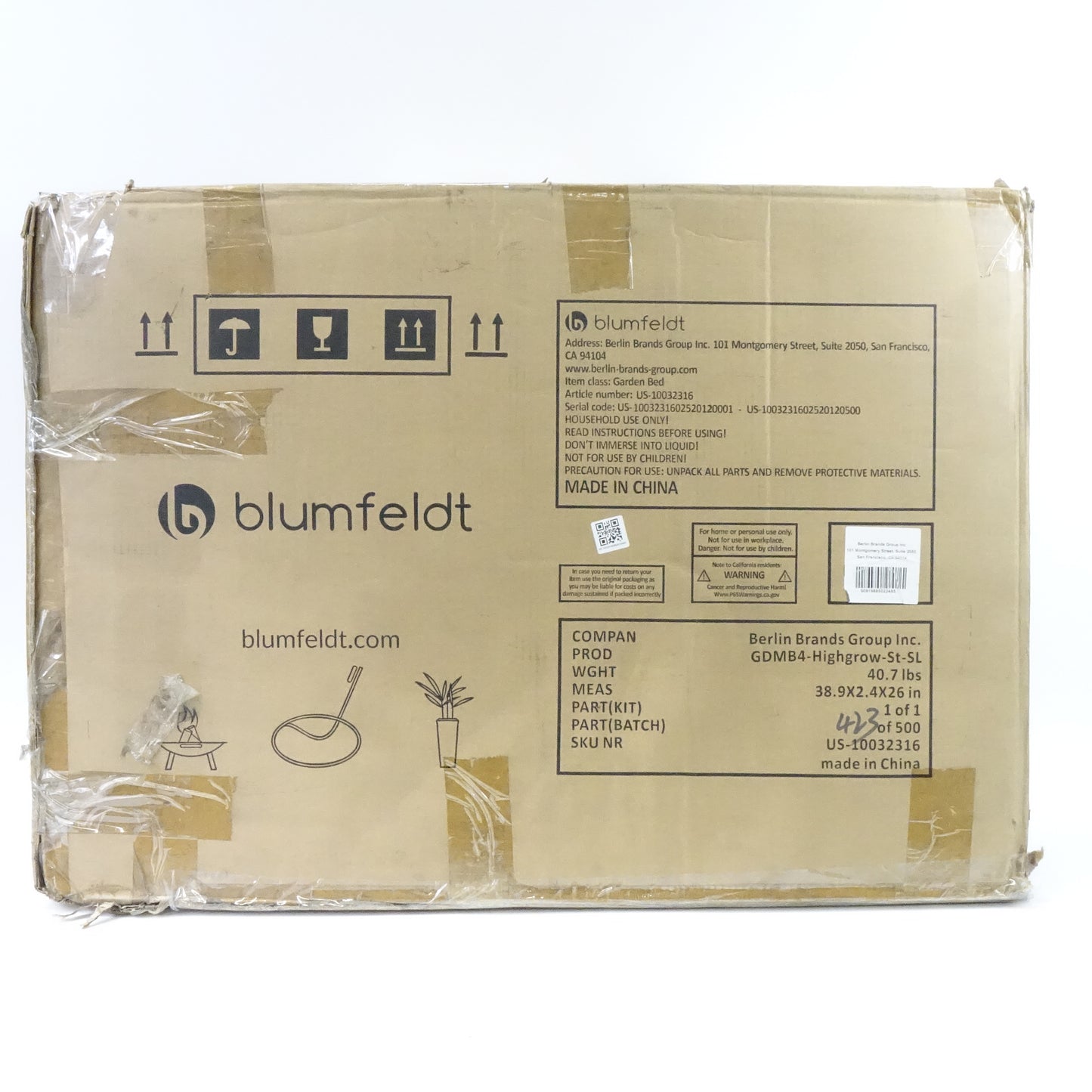 Blumfeldt 970L Raised Garden Bed Planter Box 180 x 90 x 60cm - Open Box