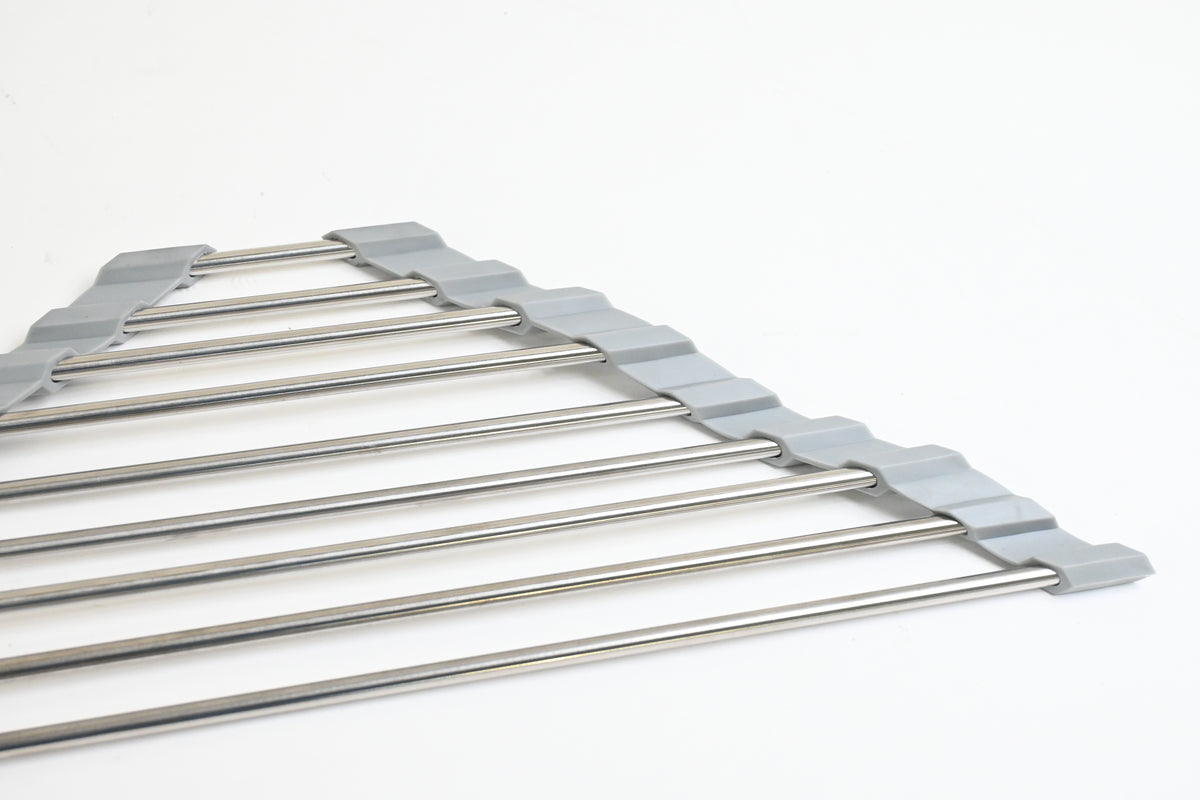 Roll Up Dish Drying Rack Heat Resistant, 20.5" L x 13" W, Grey - Open Box