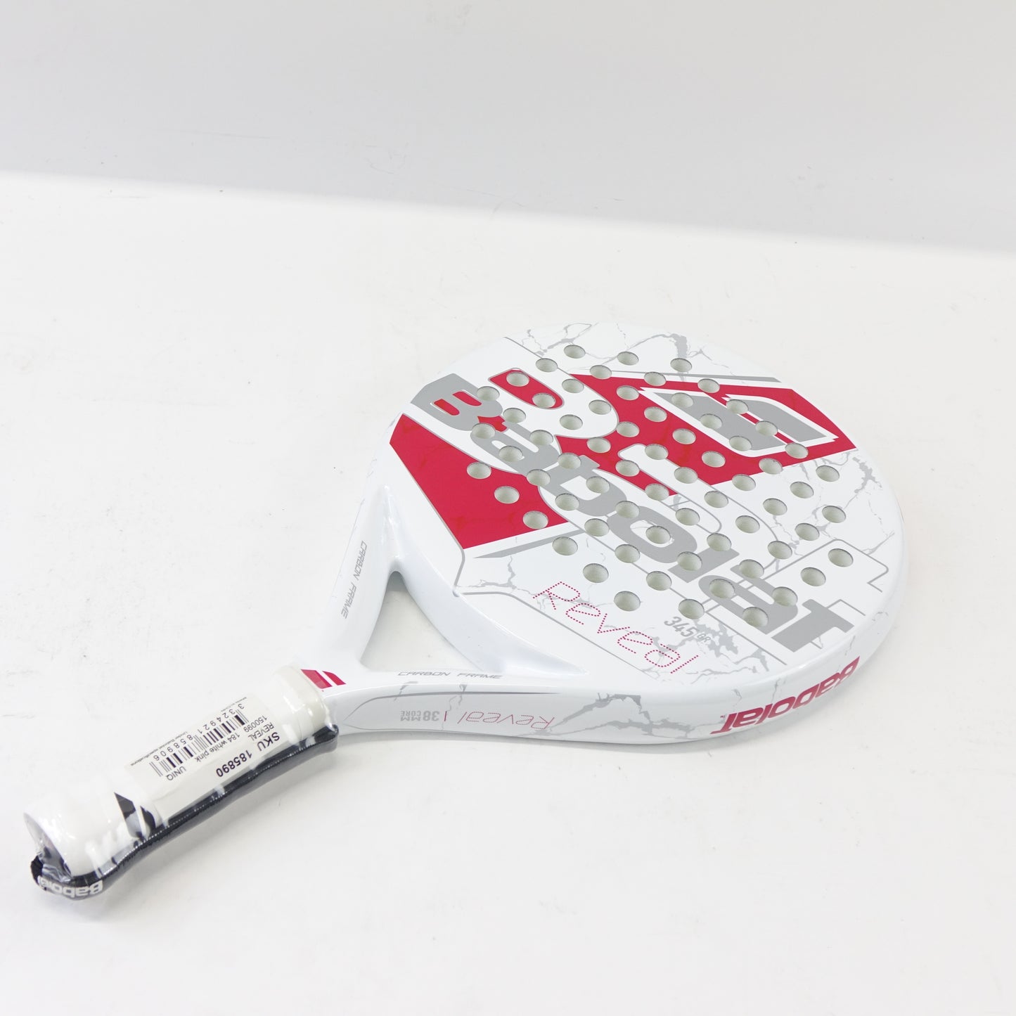 Babolat Carbon Fiber Reveal Padel Paddle, White/Pink