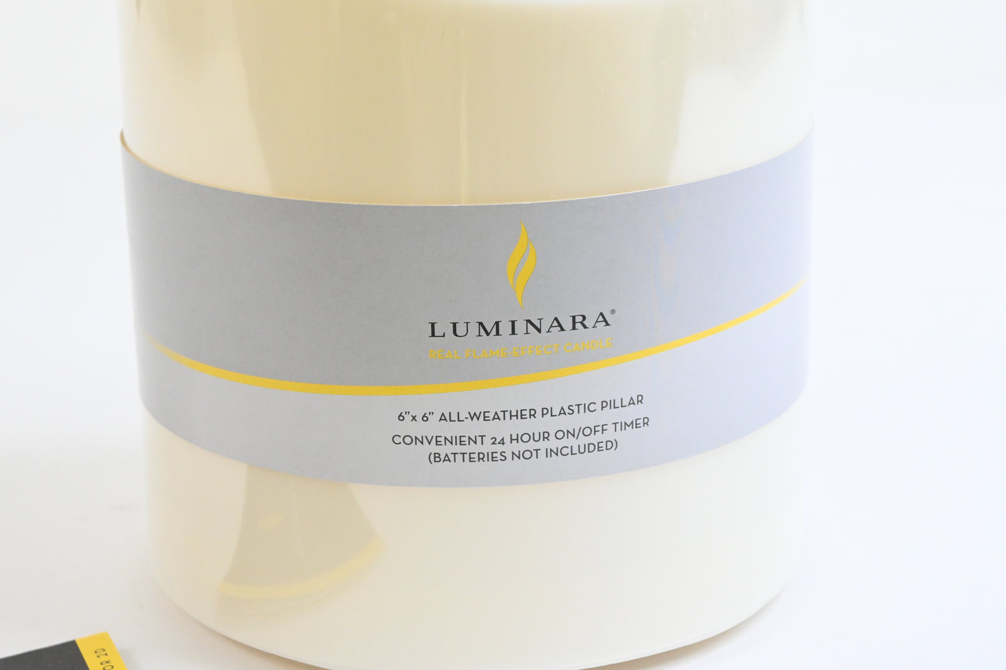 Luminara Outdoor Moving Flame 6" Pillar Flameless LED Candle, Melted Edge, Ivory