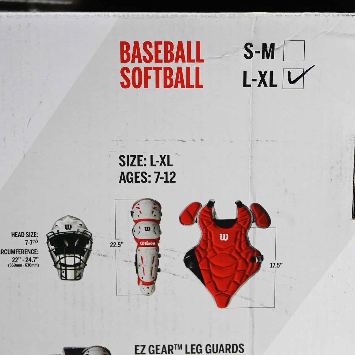 Wilson EZ Gear 2.0 Catcher’s Gear Kit, Scarlet (L/XL)