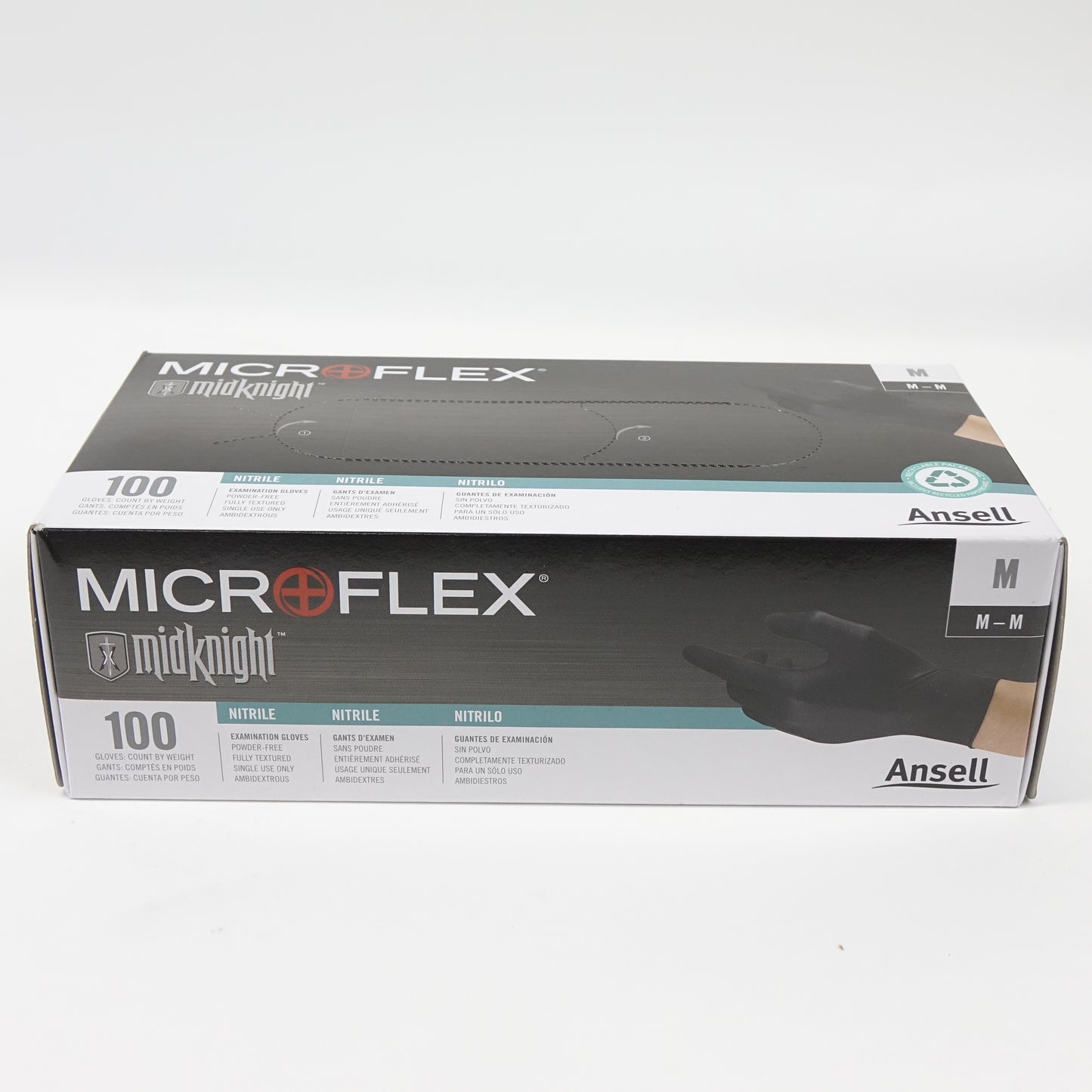 Midknight Microflex Nitrile Gloves 9.6" 4.7 1000 Pack Black MK-296-M - Open Box