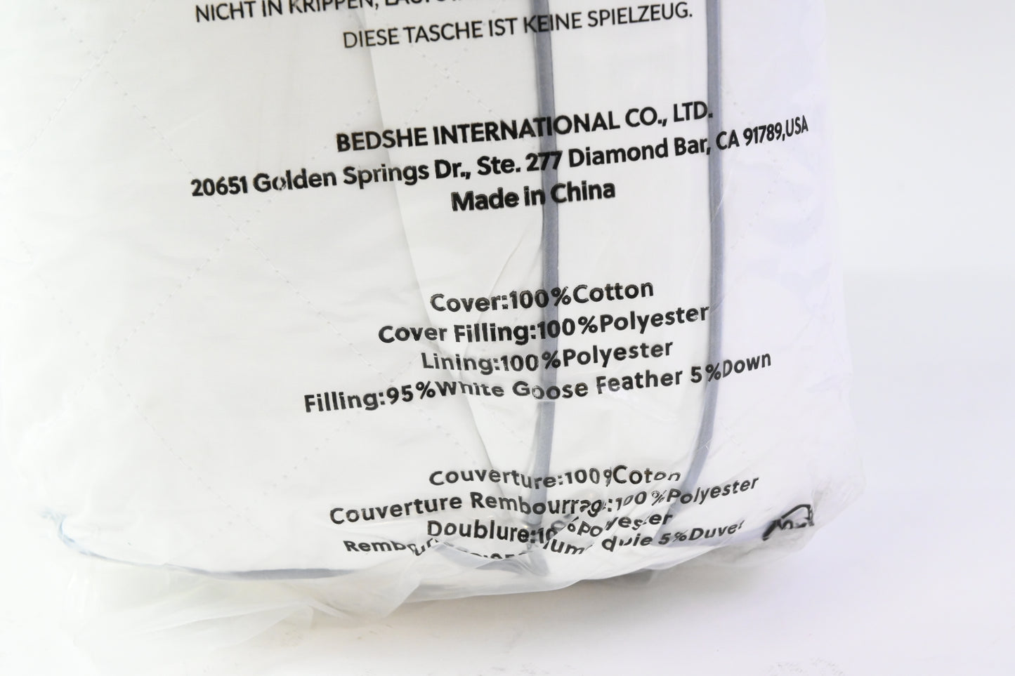 Bedsure Goose Feather Pillow, Queen 18 x 28in/46 x 71cm, White