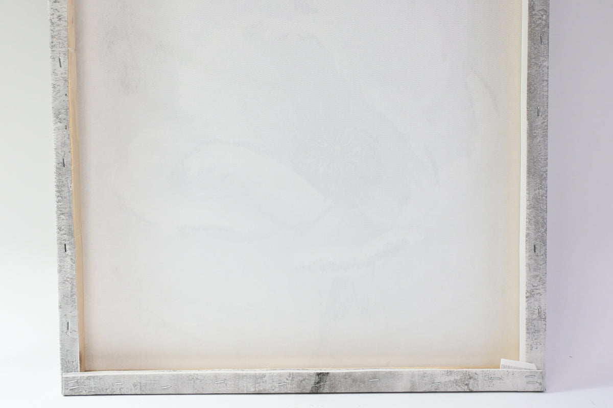 Modern Abstract Gray White Gold Floral Canvas Wall Art Textured Flower Print - N