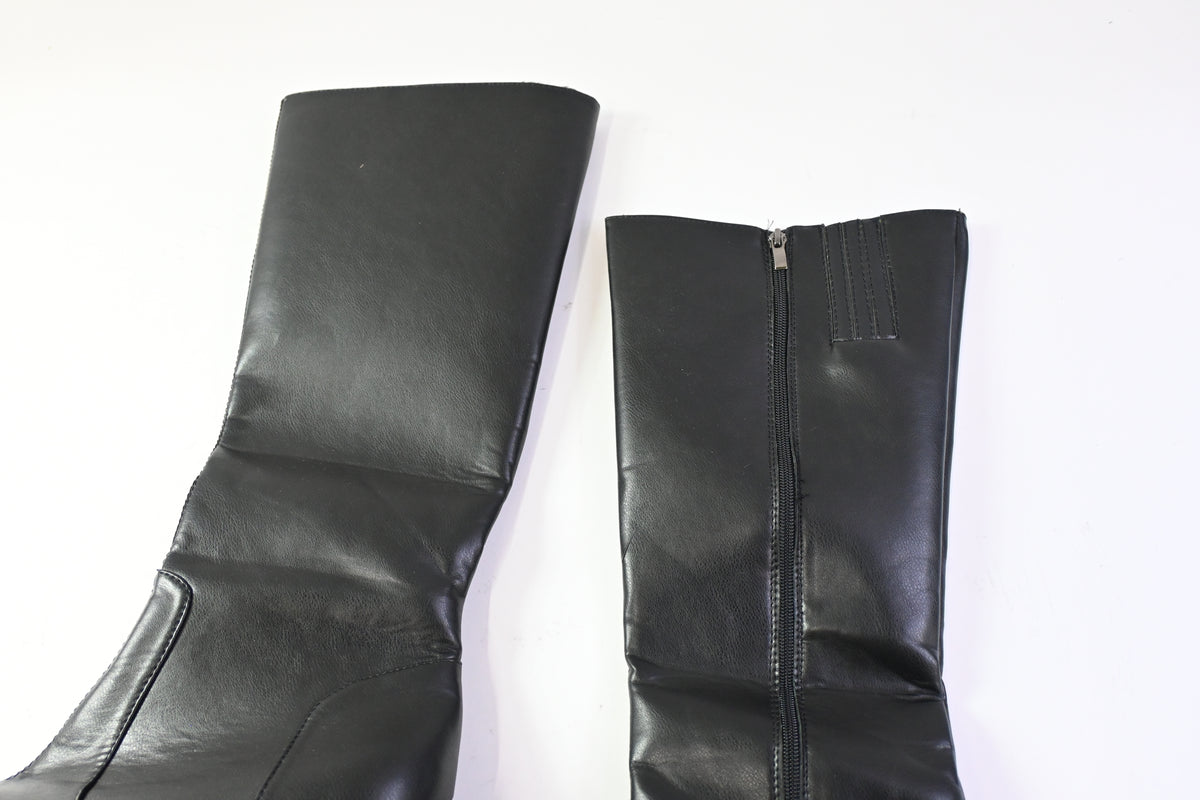 Gothniero Women's Knee-High Platform Boots Chunky Heel Black, Size 11.5-12