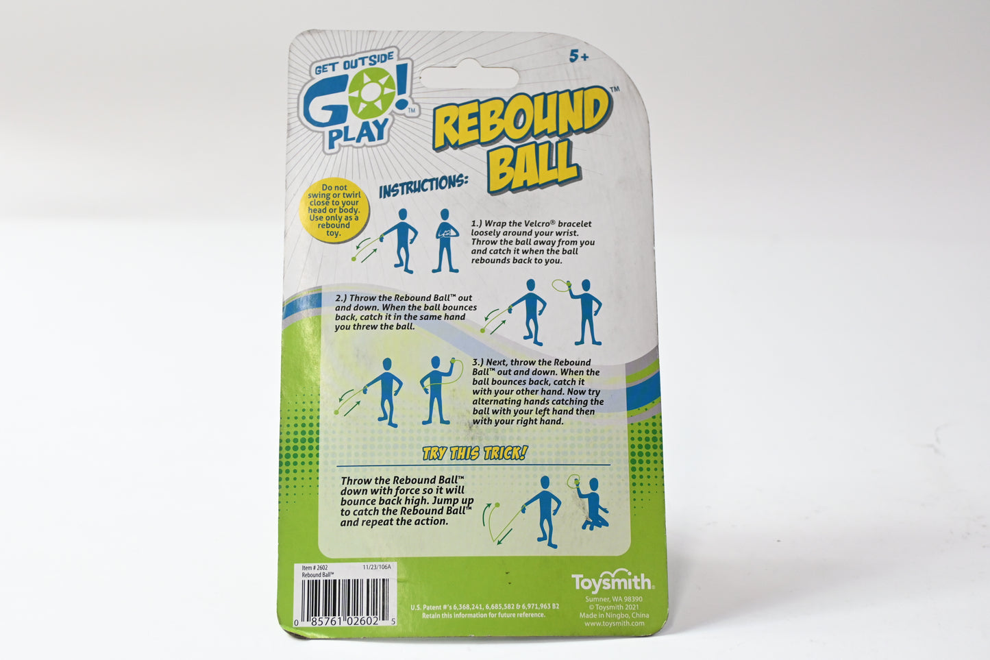 Toysmith Rebound Ball Wrist Toss Game, Sports Kids Outdoor (ball color varies)